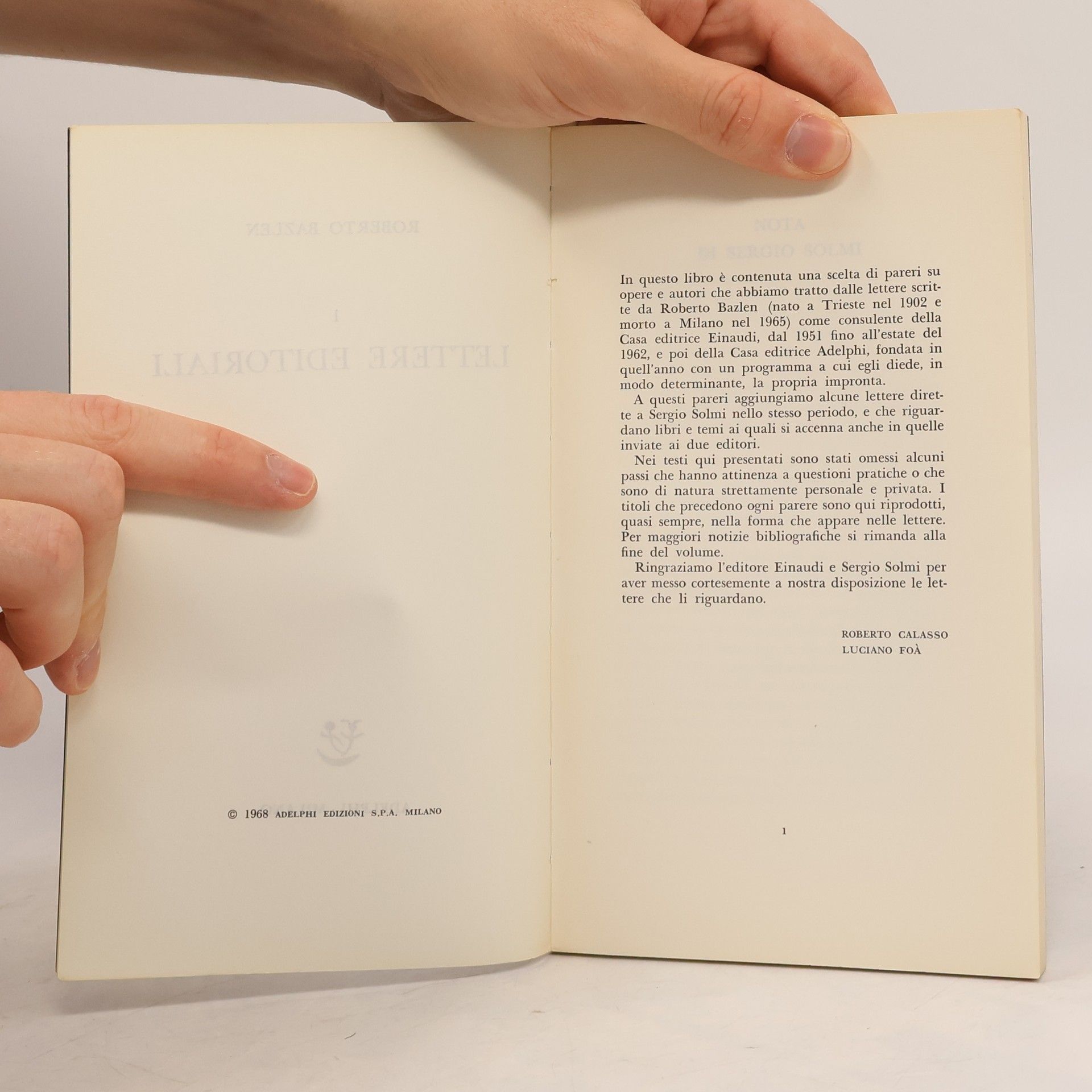 Roberto Bazlen Lettere editoriali