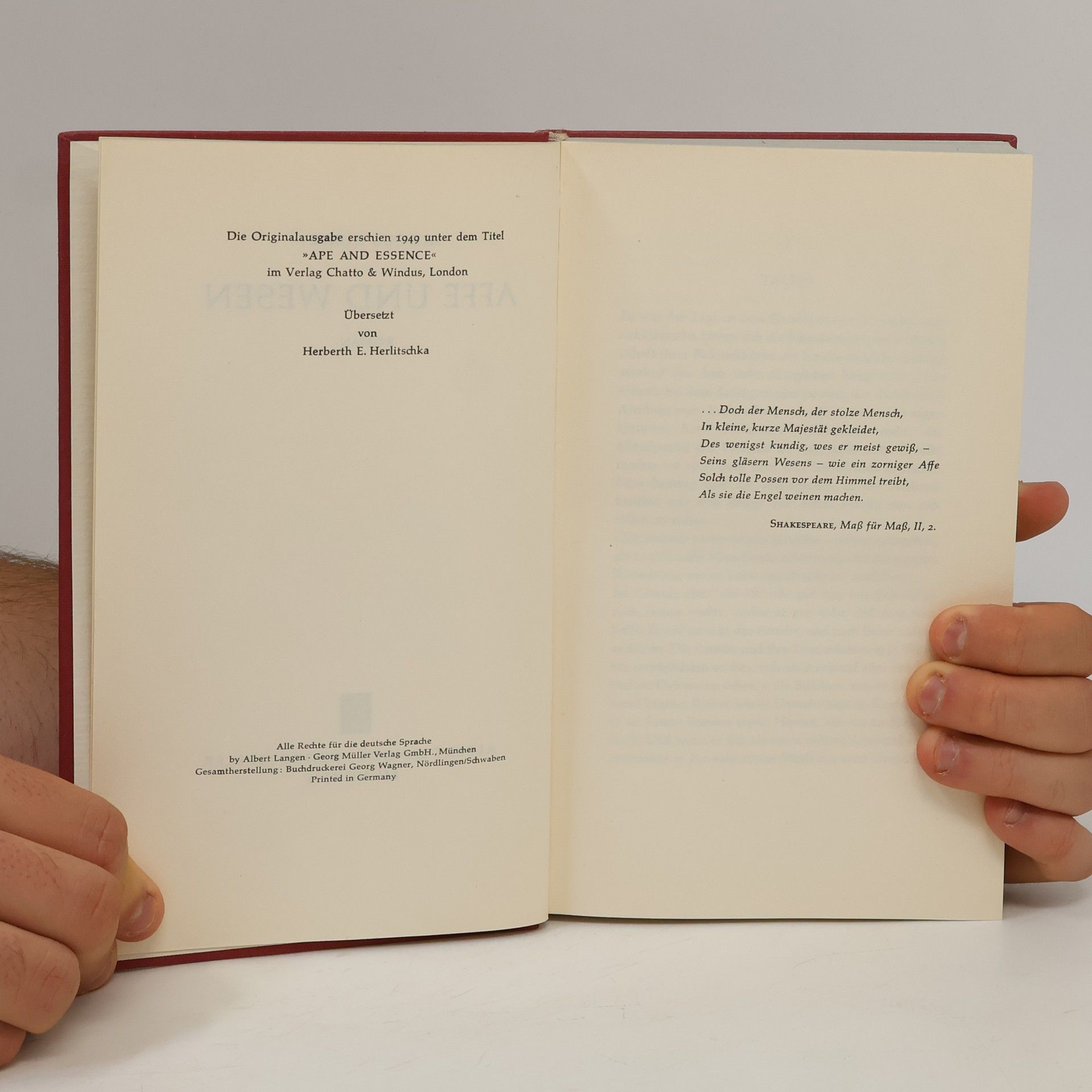 Aldous Huxley Affe und Wesen