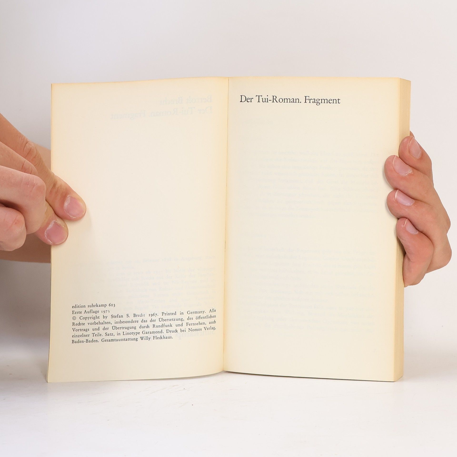 Bertolt Brecht Der Tui-Roman. Fragment
