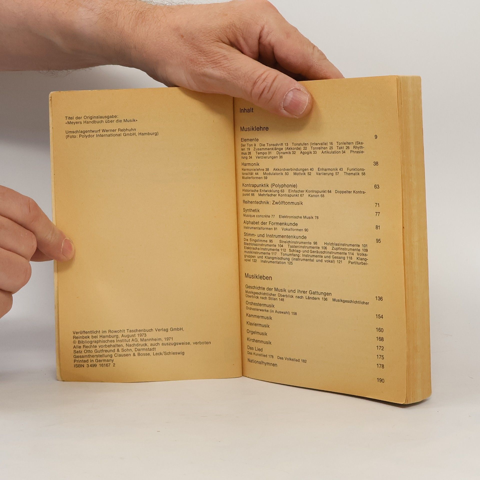 Heinrich Lindlar Rororo Musikhandbuch. Band 1