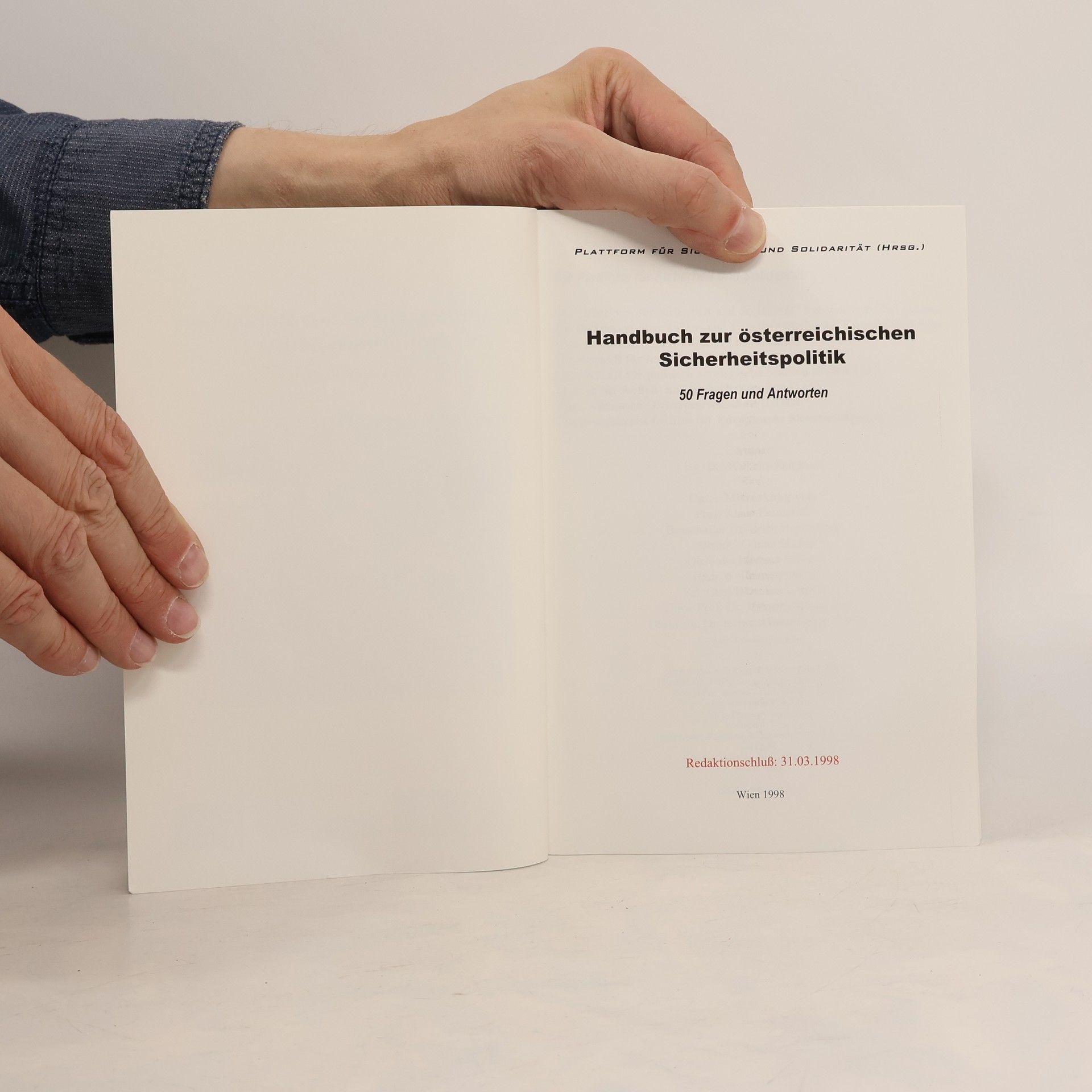 Plattform für Sicherheit und Solidarität Handbuch zur österreichischen Sicherheitspolitik