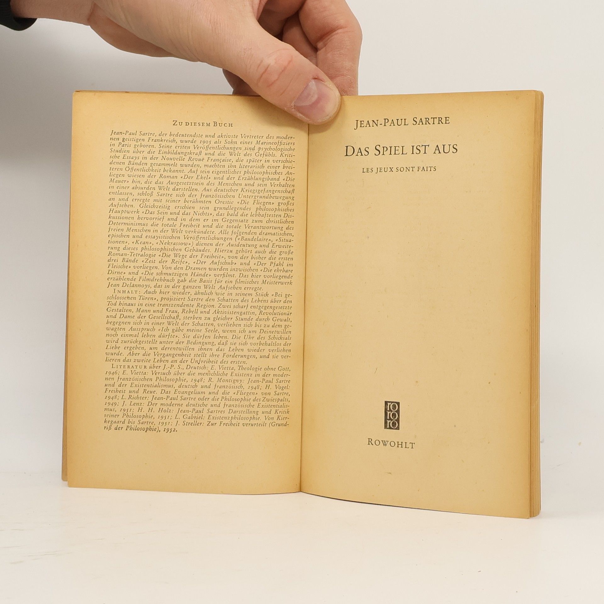 Jean Paul Sartre Das Spiel ist aus