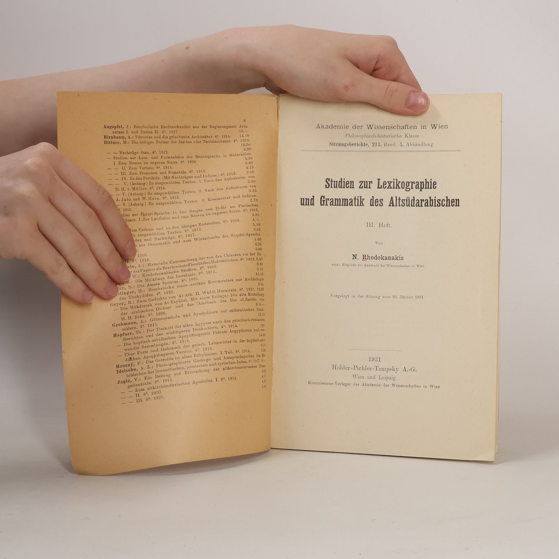 Nikolaus Rhodokanakis Studien zur Lexikographie und Grammatik des Altsüdarabischen.