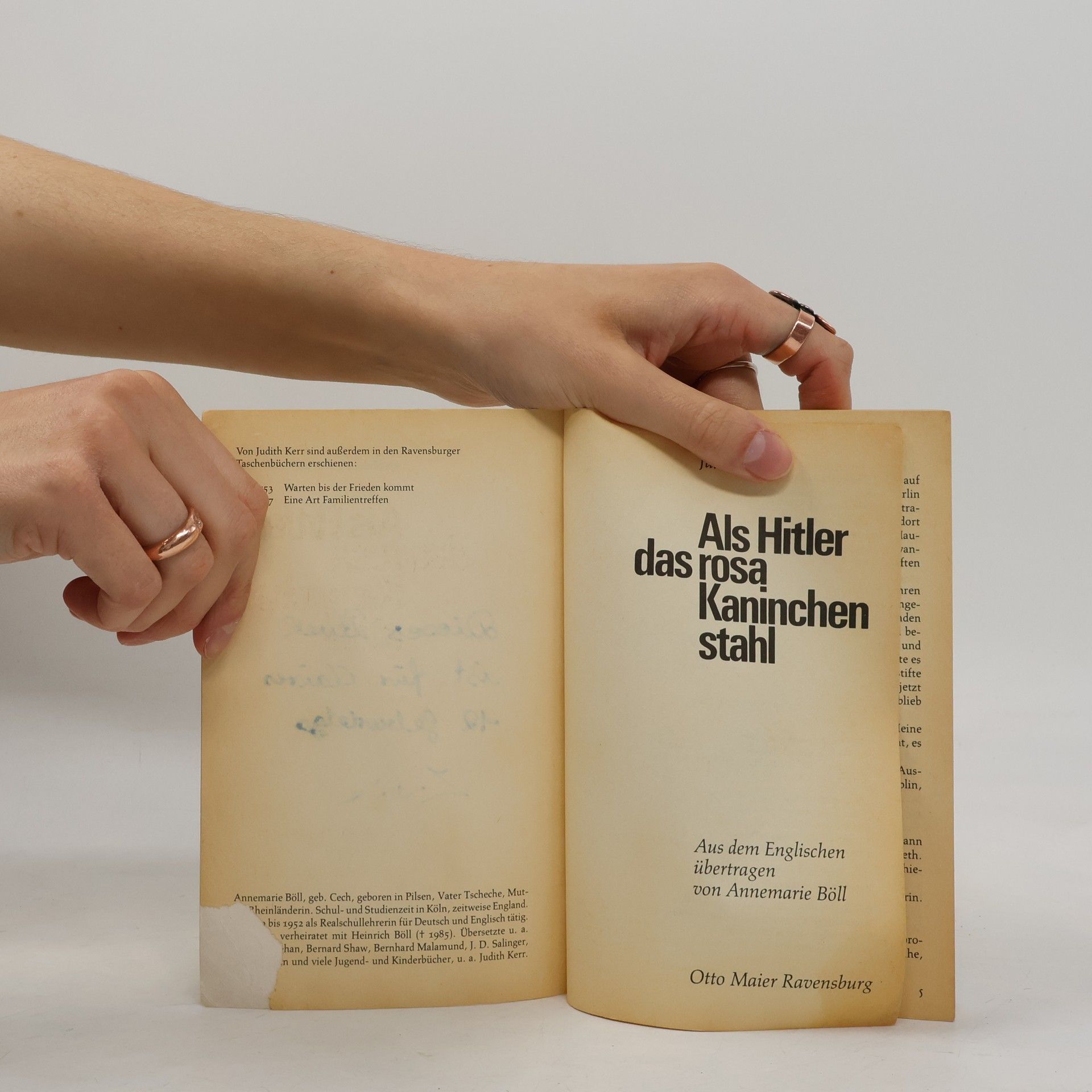 Judith Kerr Als Hitler das rosa Kaninchen stahl