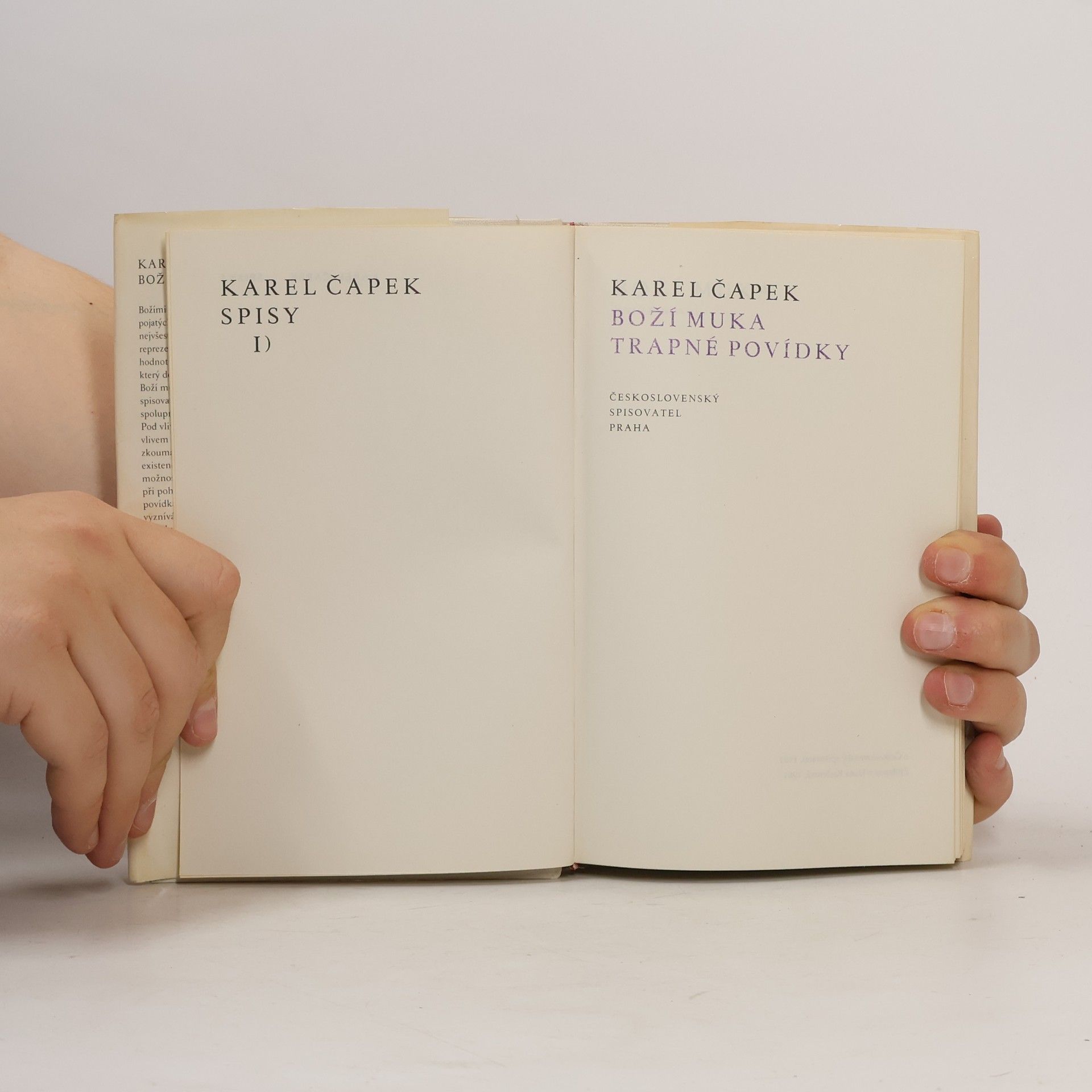 Karel Čapek Spisy I. Boží muka. Trapné povídky