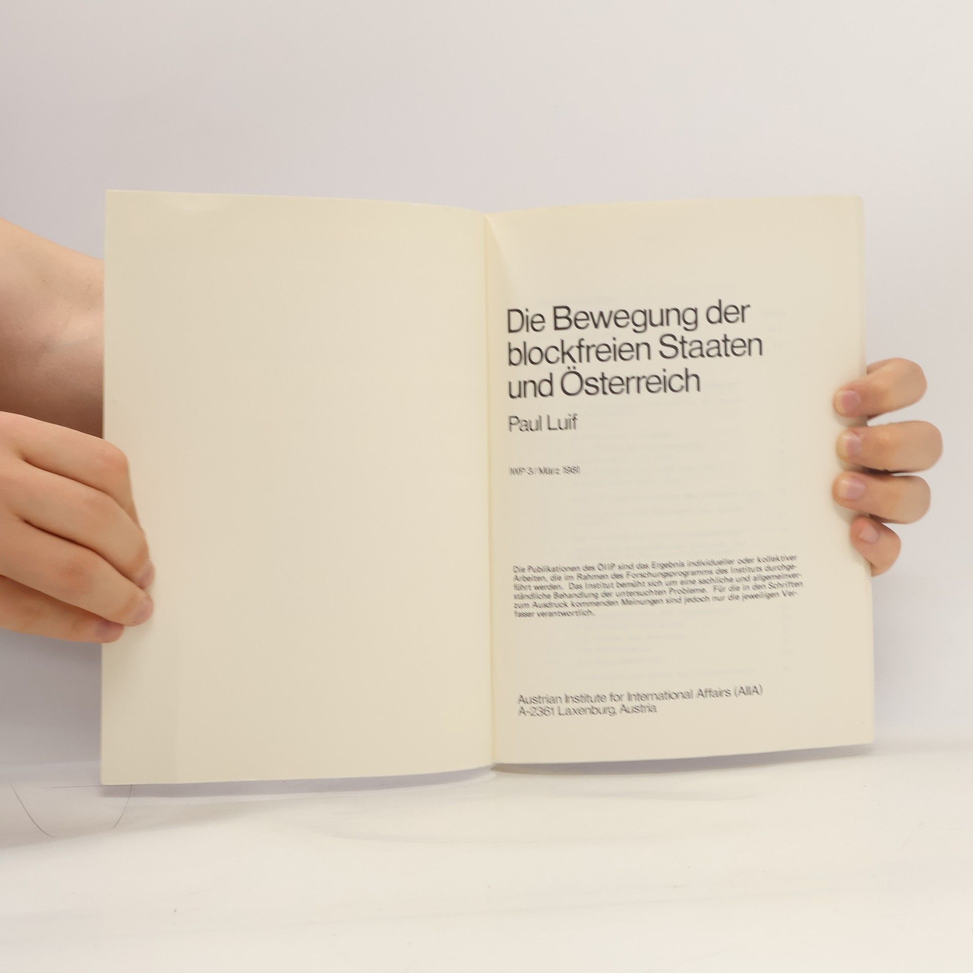 Paul Luif Die Bewegung der blockfreien und Österreich Staaten