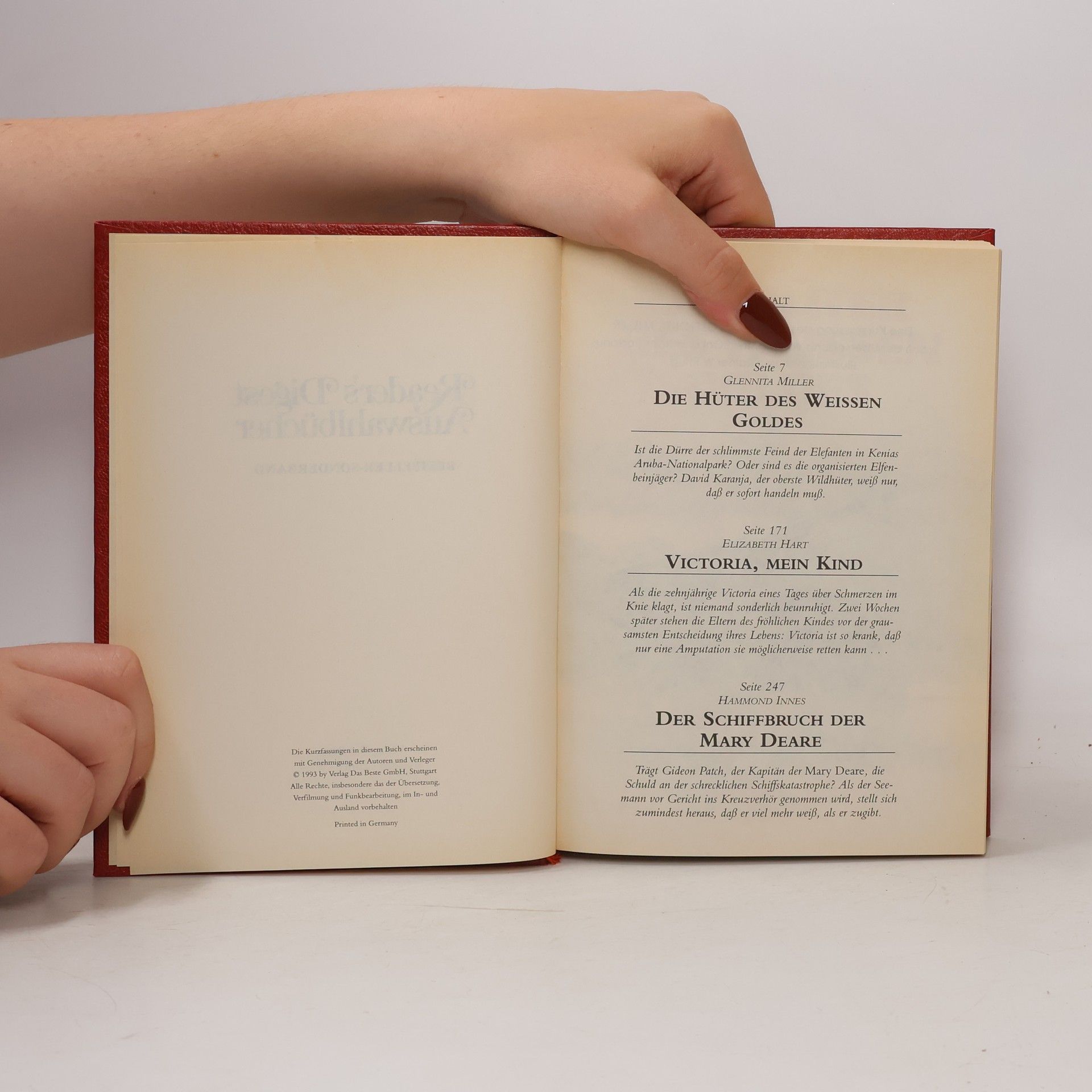 Glennita Miller Reader's Digest Auswahlbücher. Die Hüter des weissen Goldes. Victoria, mein Kind. Der Schiffbruch der Mary Deare