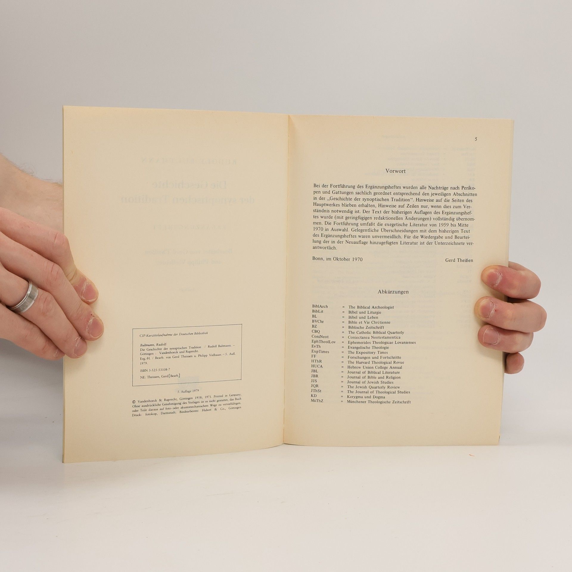 Rudolf Bultmann Die Geschichte der synoptischen Tradition