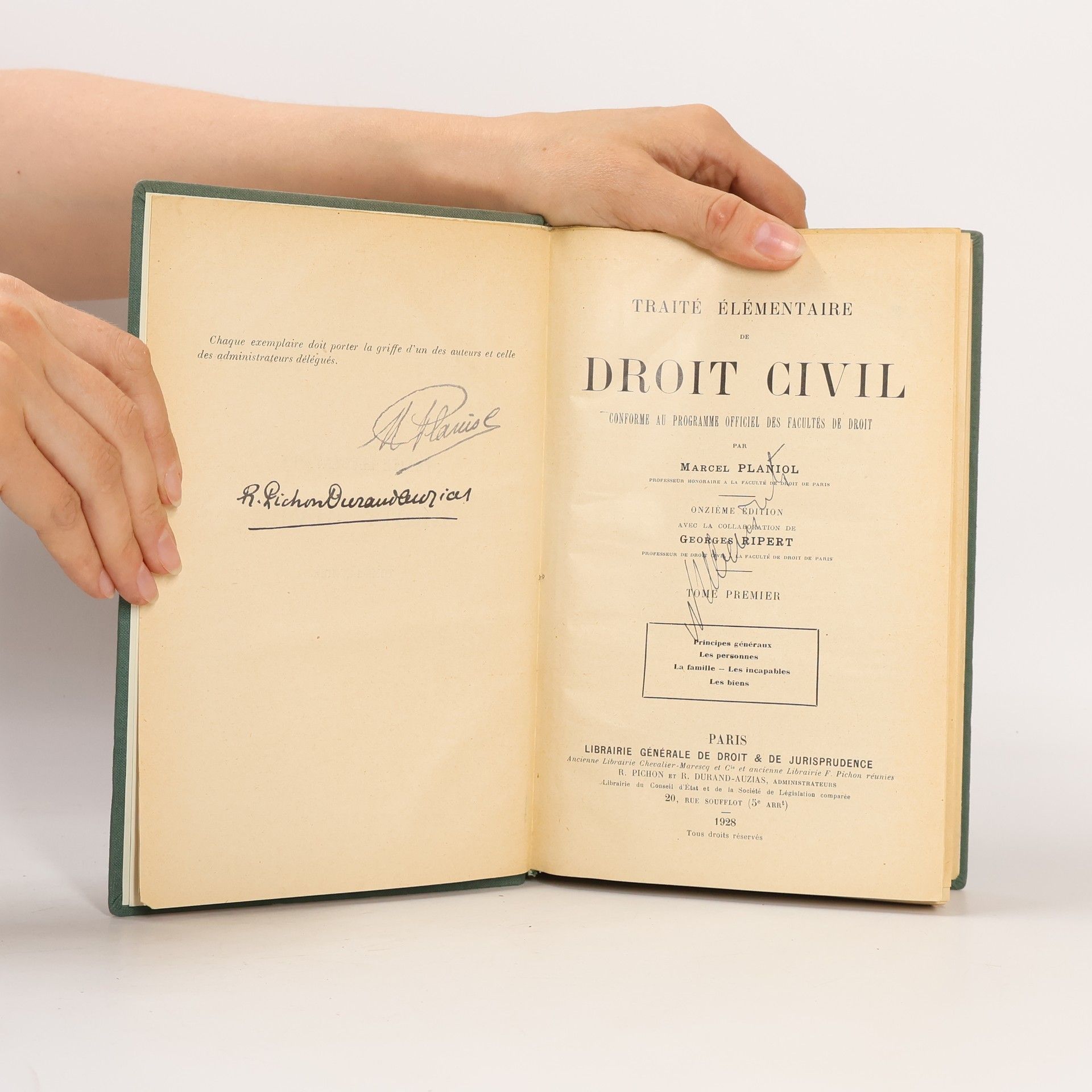Marcel Planiol  Traité élémentaire de droit civil I