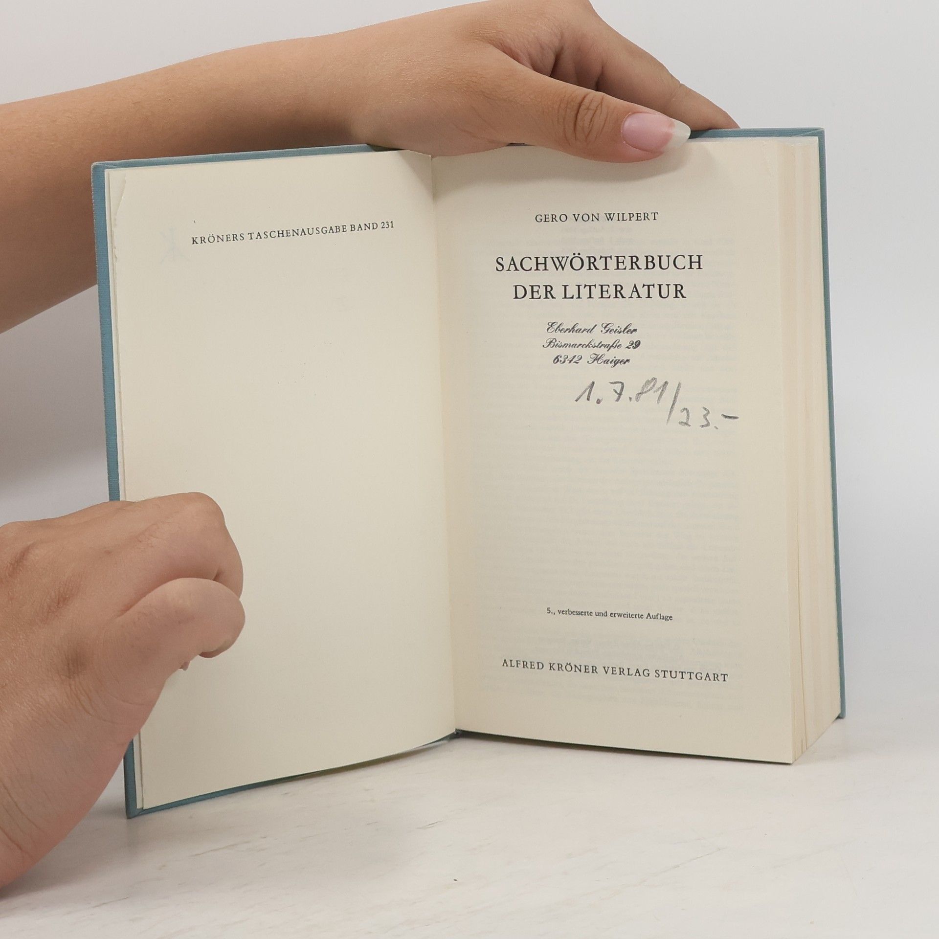 Gero von Wilpert Sachwörterbuch der Literatur