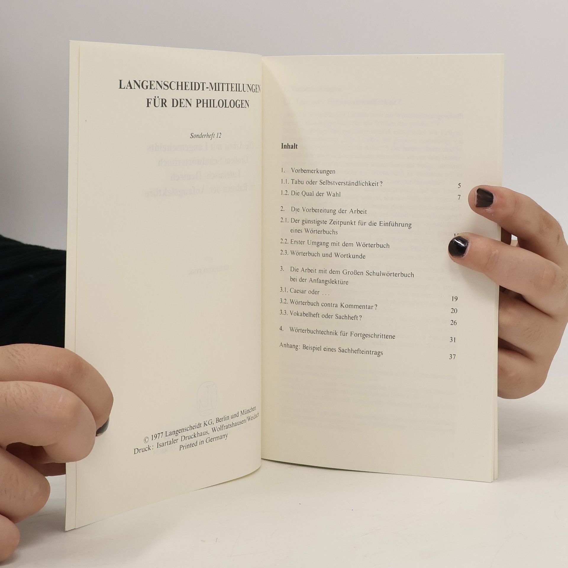 Fink Gerhard Arbeit mit Langenscheidts Großem Schulwörterbuch Lateinisch-Deutsch im Rahmen der Anfangslektüre