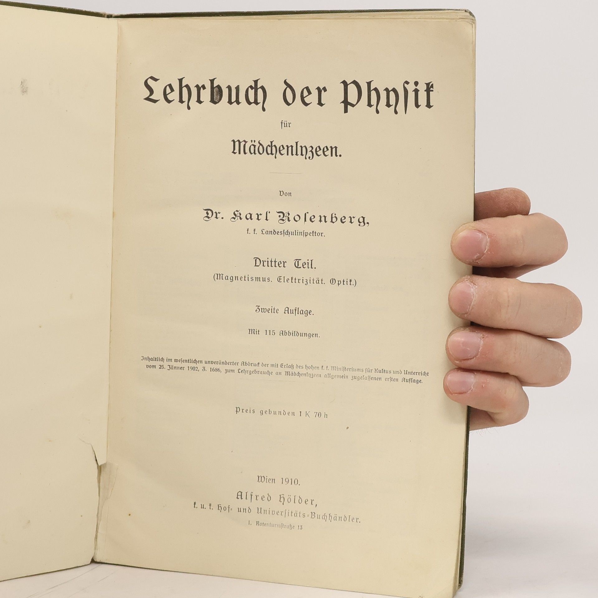 Karl Rosenberg Lehrbuch der Physik für Mädchenlyzeen 3