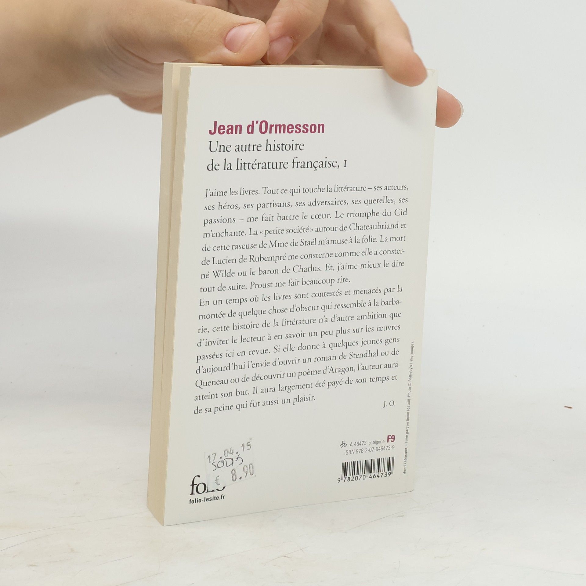 Jean d'Ormesson Une autre histoire de la littérature française