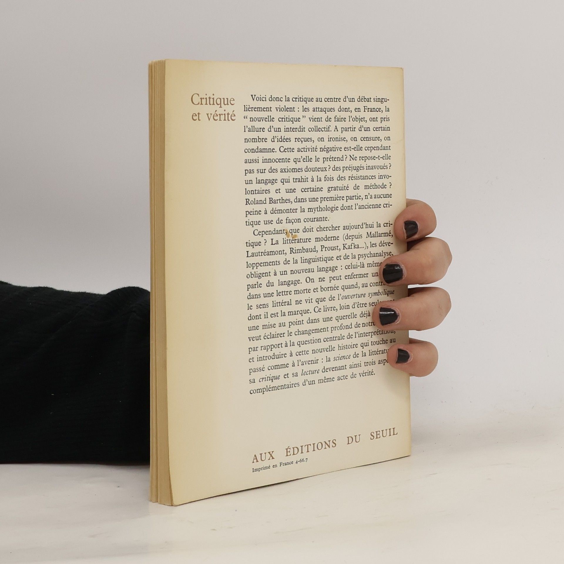 Roland Barthes Critique et vérité