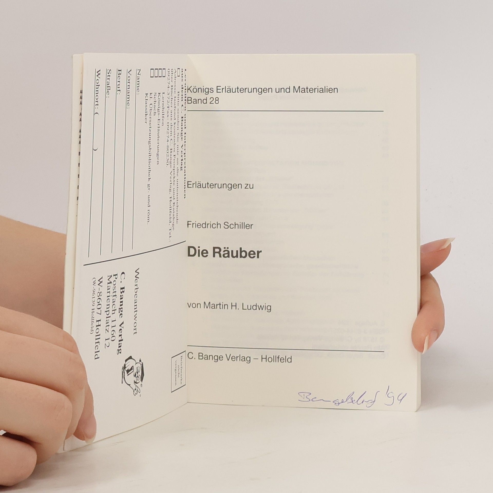 Klaus Bahners Schillers Die Räuber (Inhalt, Erklärungen, Themen der Interpretation)