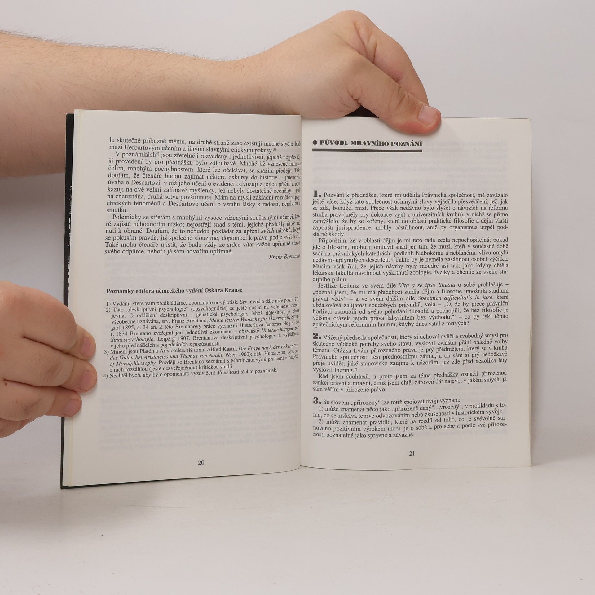 Franz Brentano O původu mravního poznání ; Zlo jako předmět básnického zobrazení : [přednáška ... ve vídeňské Společnosti přátel literatury]