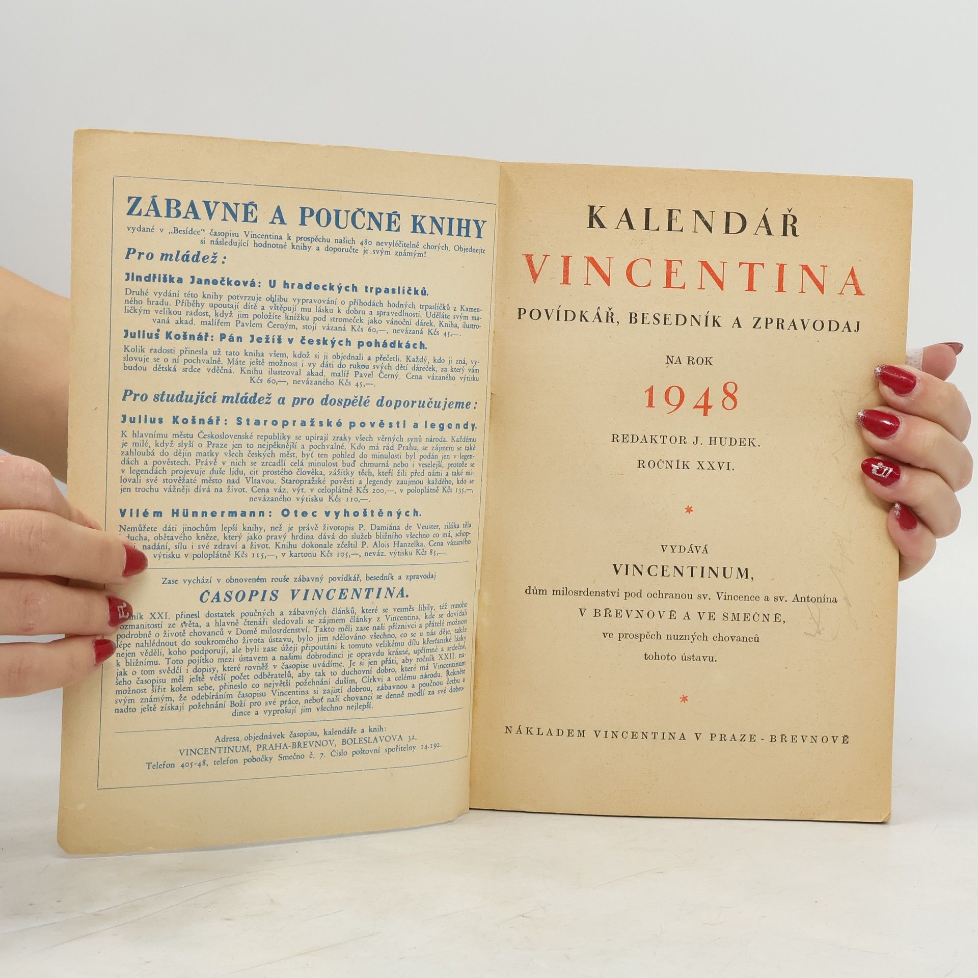 Hudek J. Kalendář Vincentina na rok 1948
