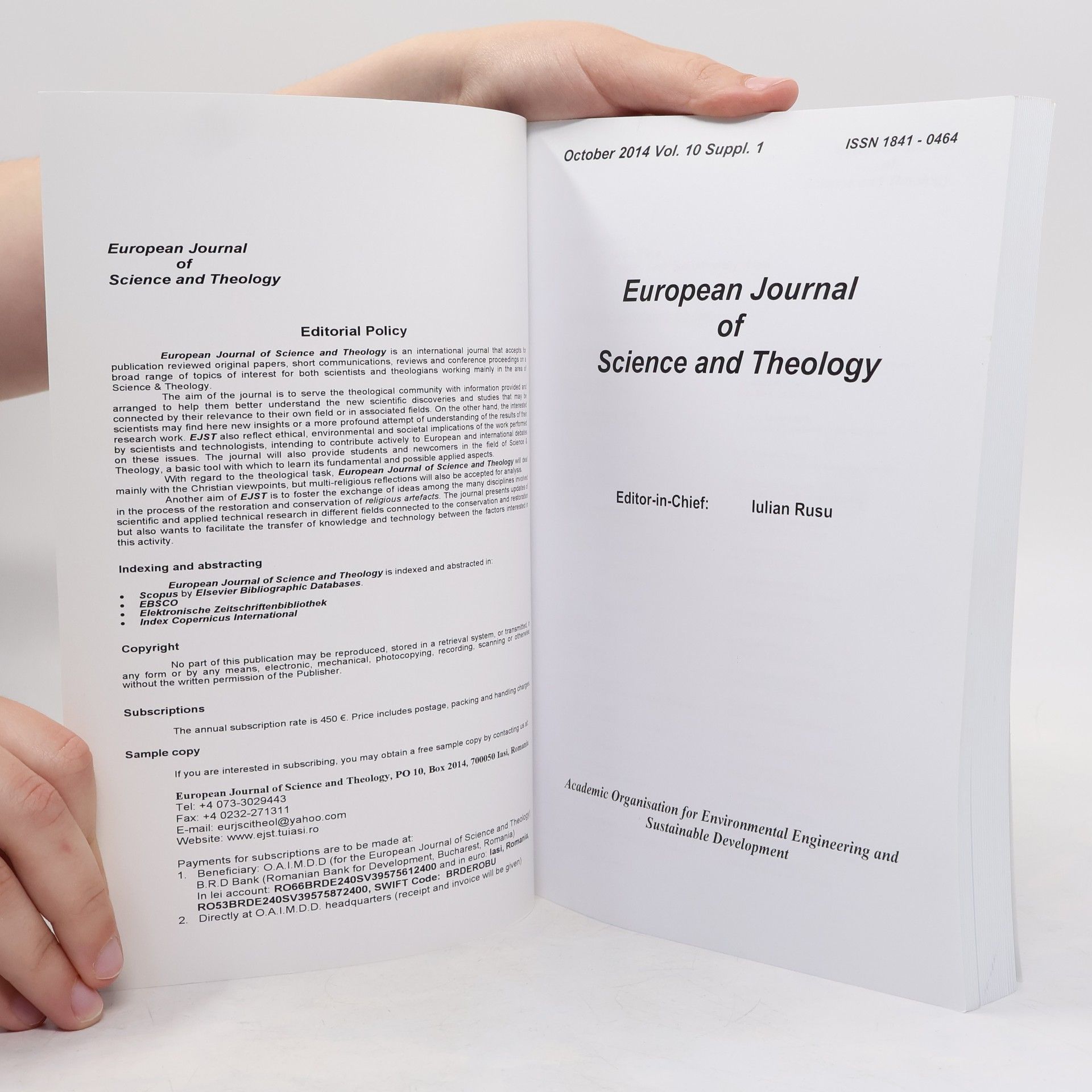 Iulian Rusu European Journal of Science and Theology 10/2014