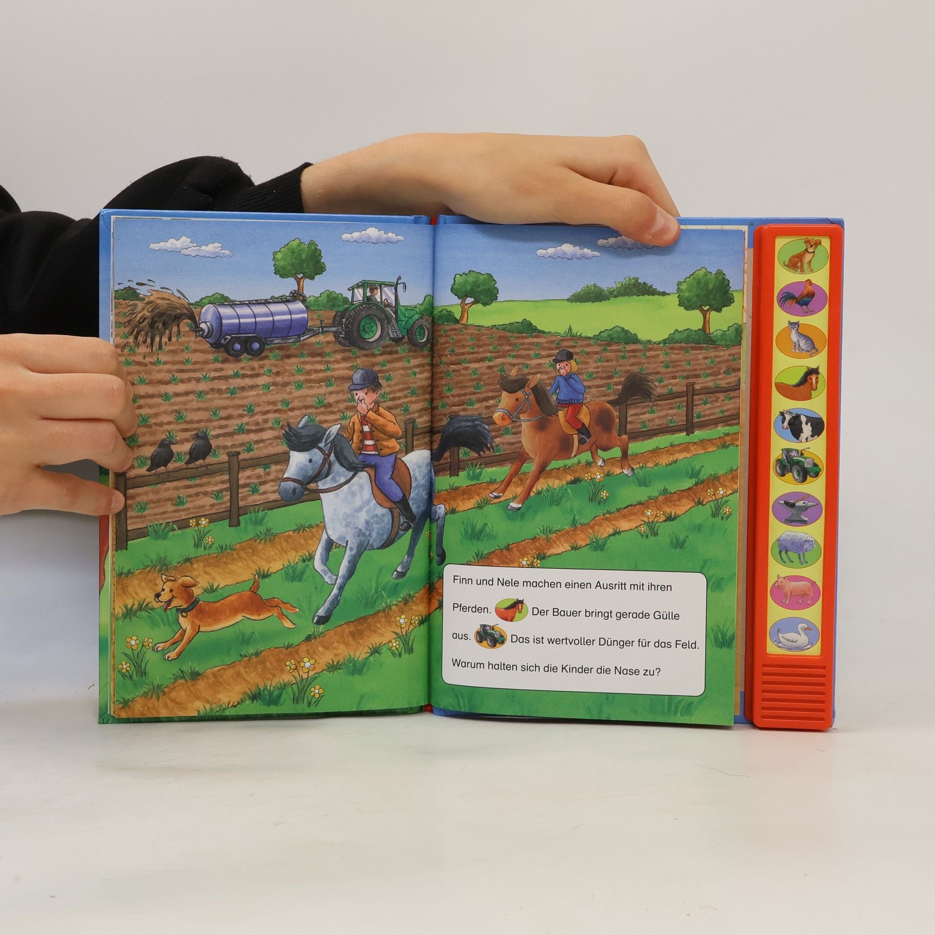 Axel Dissmann Komm mit auf den Bauernhof - Vorlese-Pappbilderbuch mit 10 Geräuschen und Fibelschrift