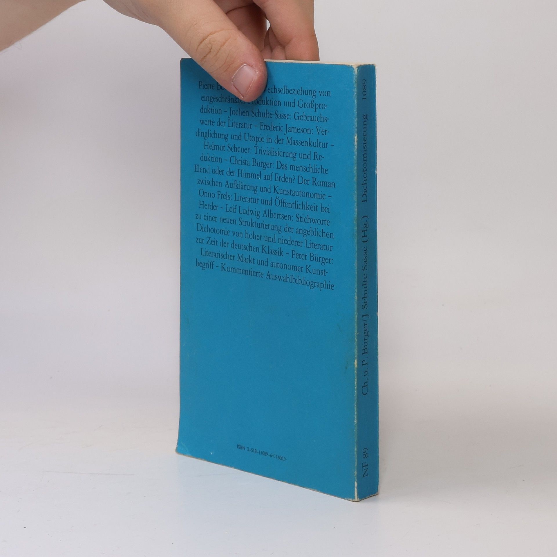Christa Bürger Zur Dichotomisierung von hoher und niederer Literatur