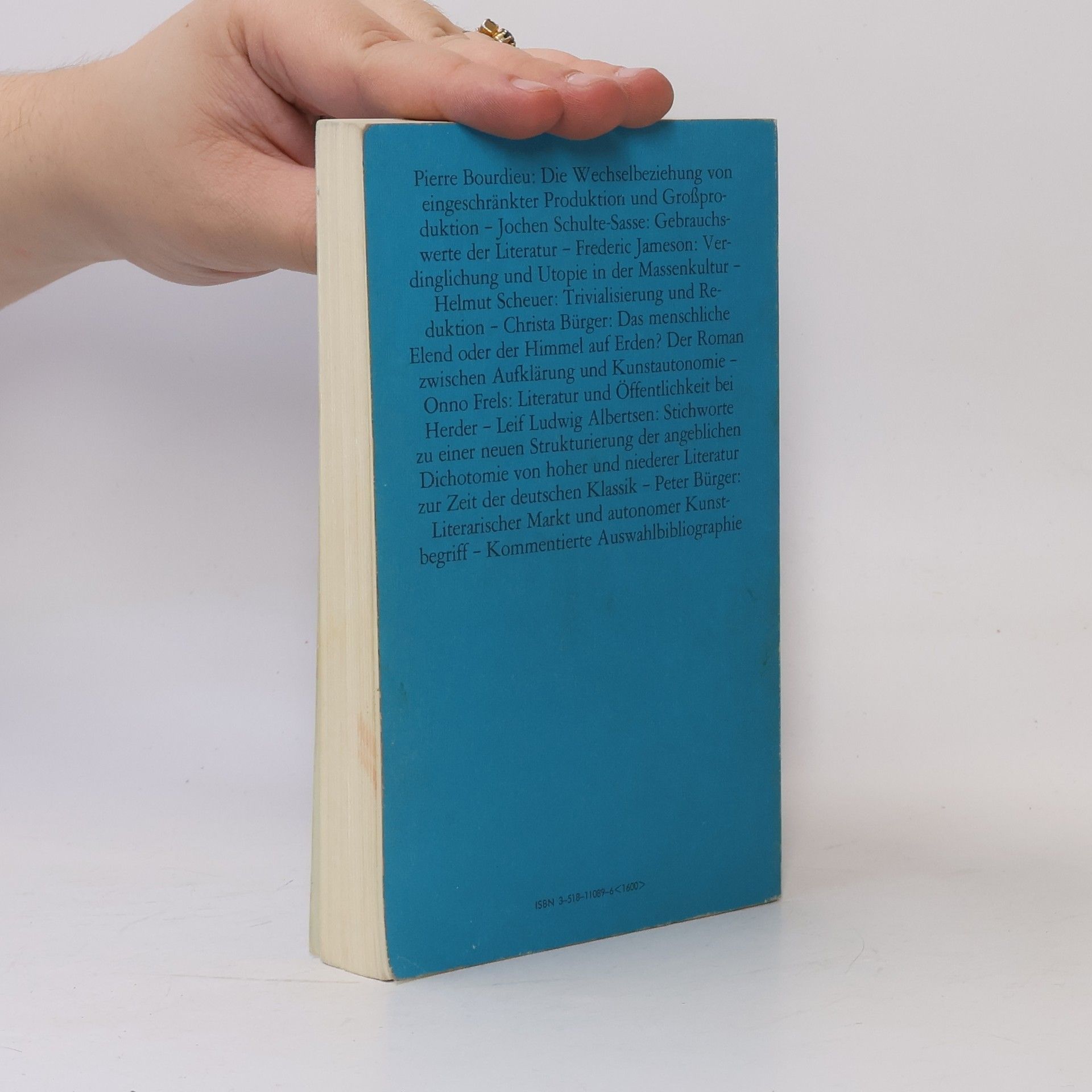 Christa Bürger Zur Dichotomisierung von hoher und niederer Literatur