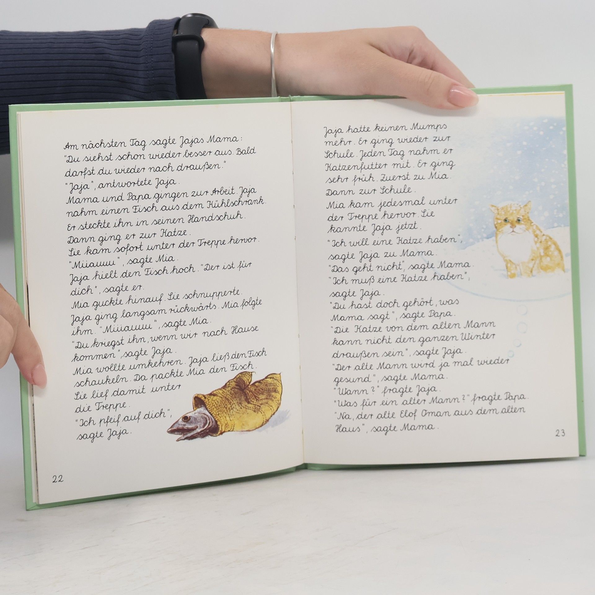 Gunnel Linde Jaja, die Katze und der alte Mann. Schreibschrift