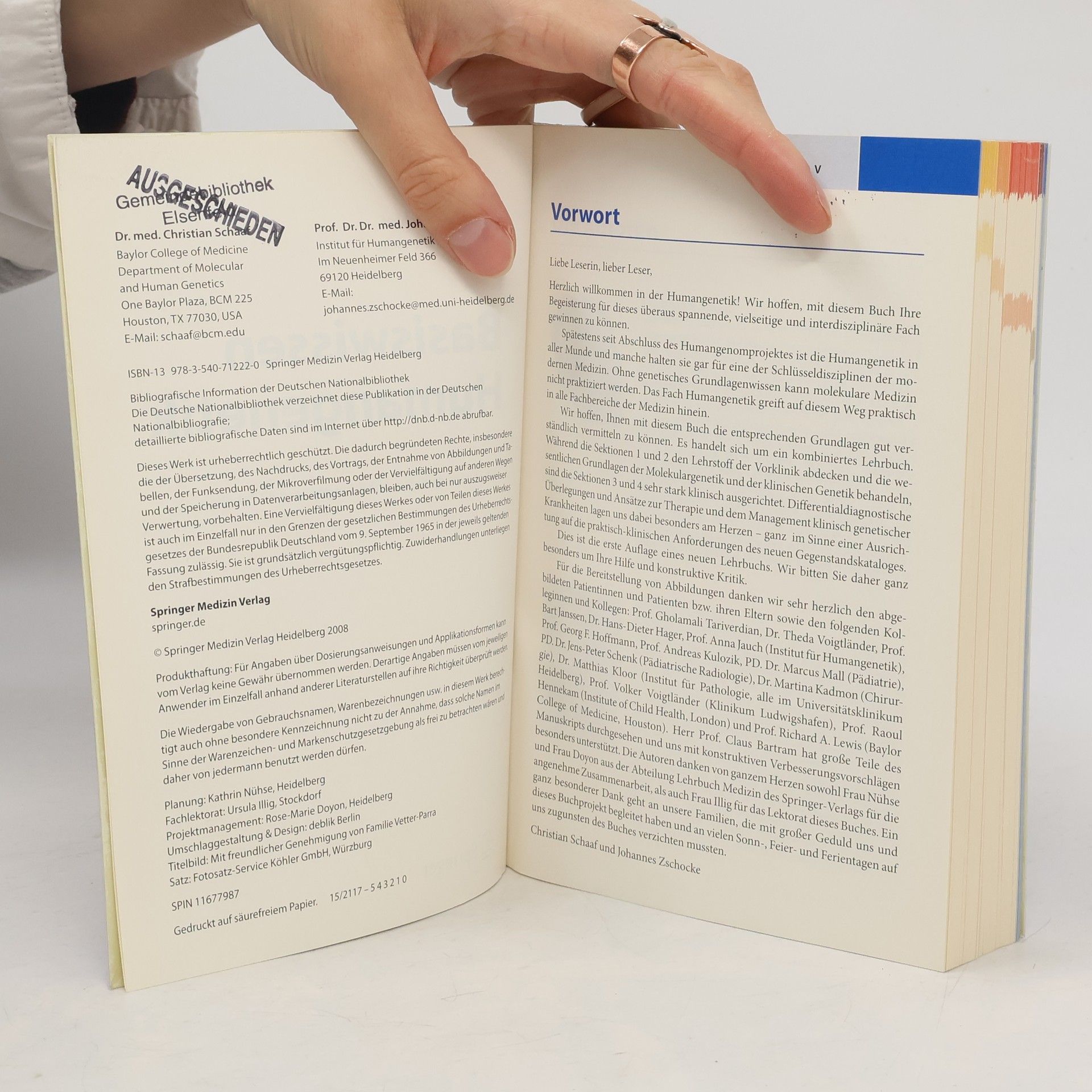 Christian P. Schaaf Springer-Lehrbuch: Basiswissen Humangenetik