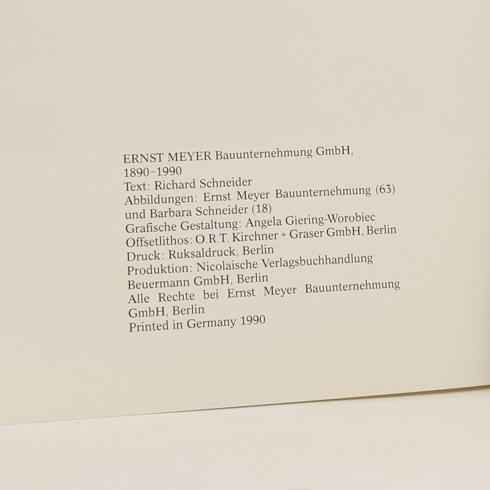Kolektív autorov Ernst Meyer Bauunternehmung GmbH 1890-1990