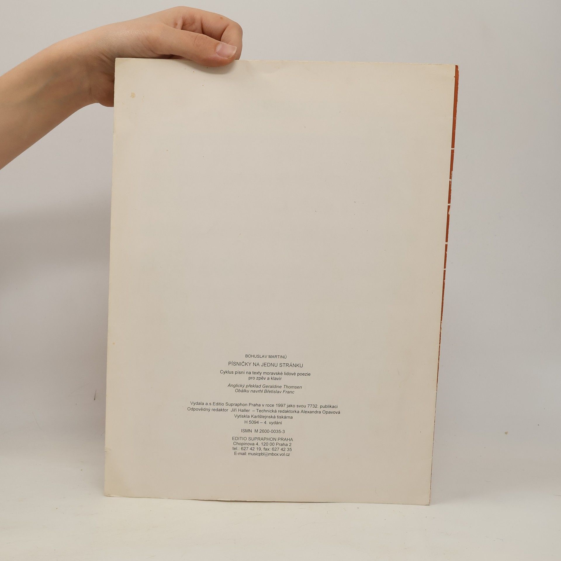Bärenreiter Praha s.r.o Písničky na jednu stránku