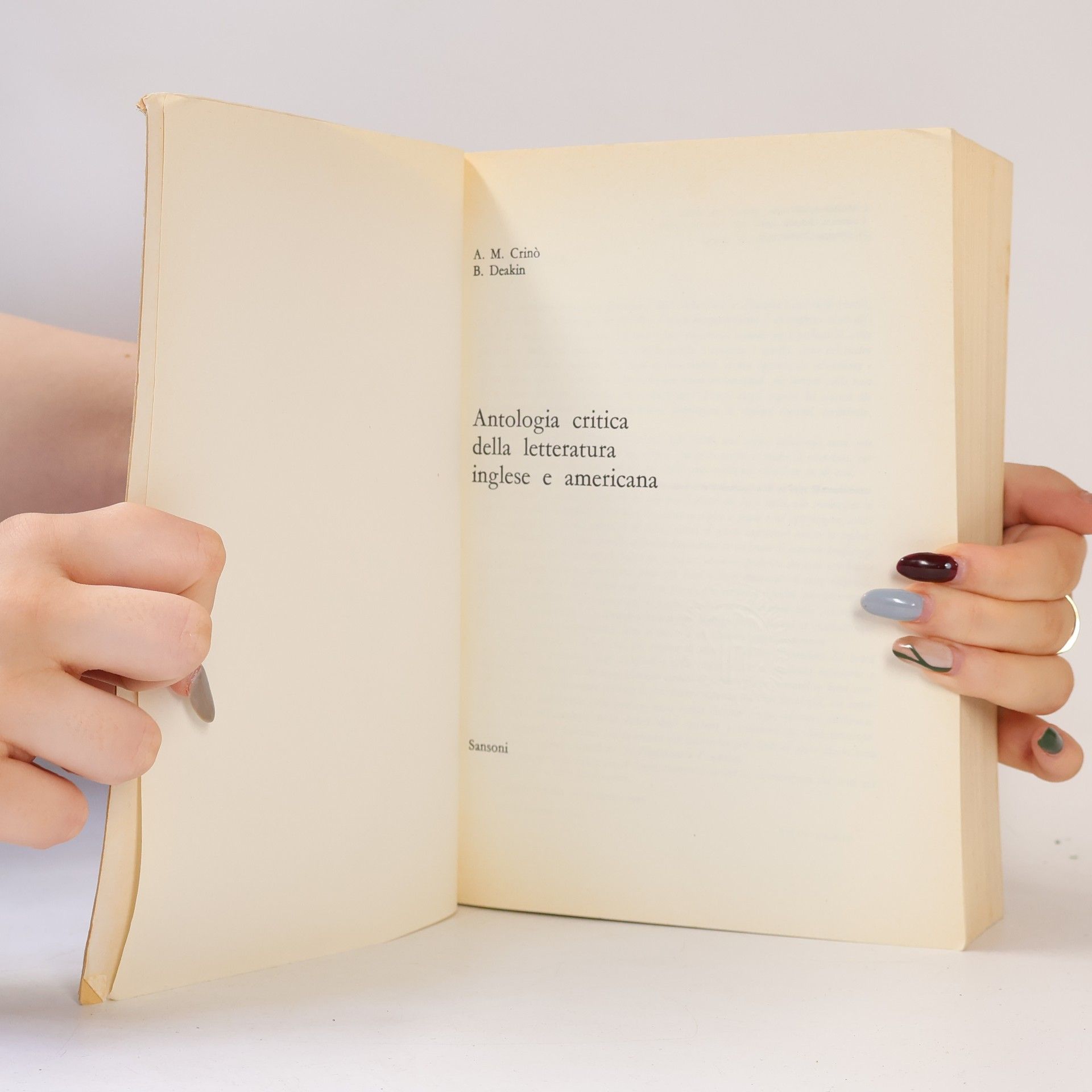 Anna Maria Crinò Antologia critica della letteratura inglese e americana