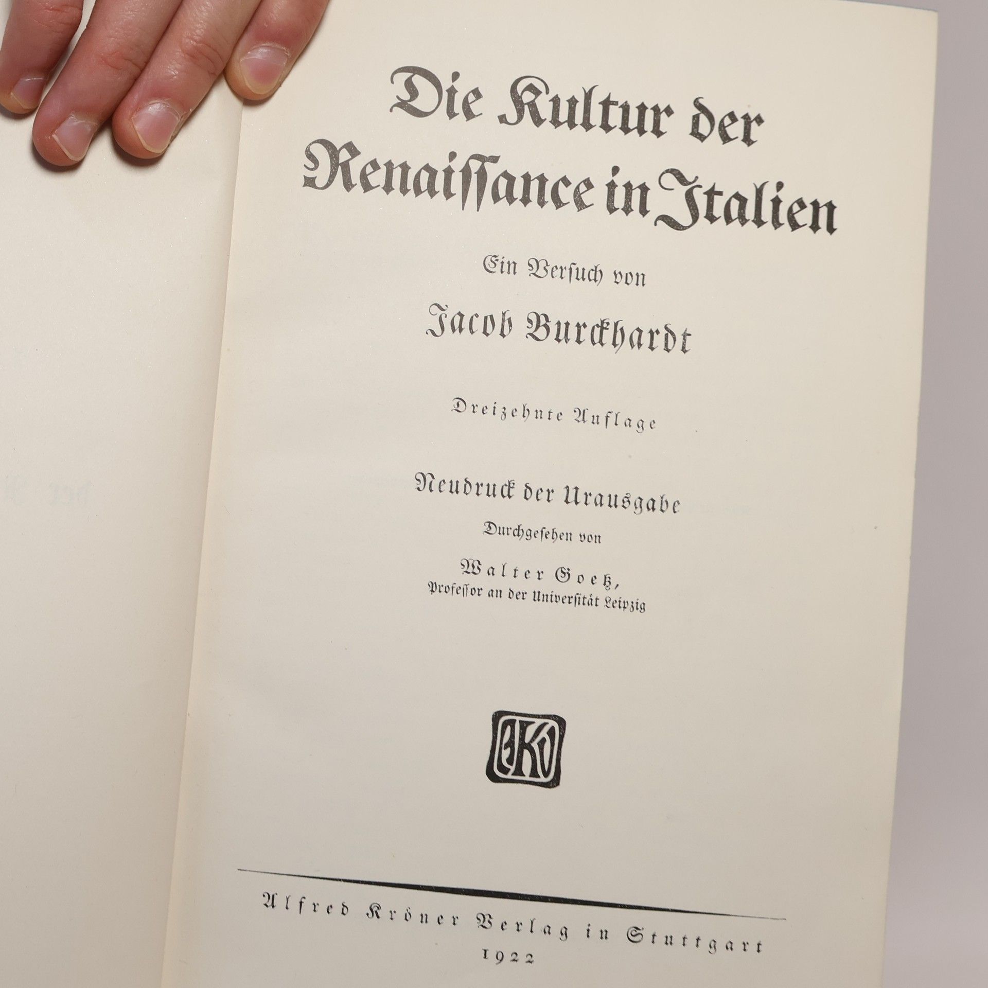 Jacob Burckhardt Die Kultur der Renaissance in Italien