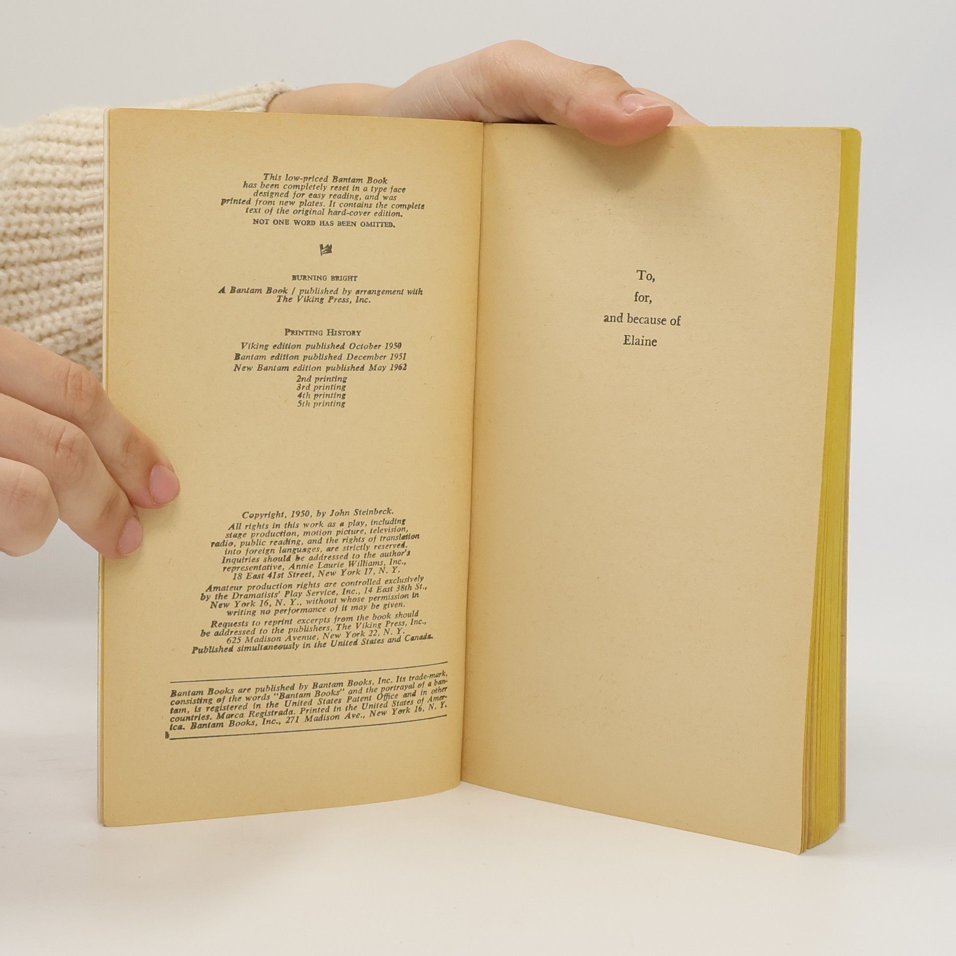 John Steinbeck Burning Bright