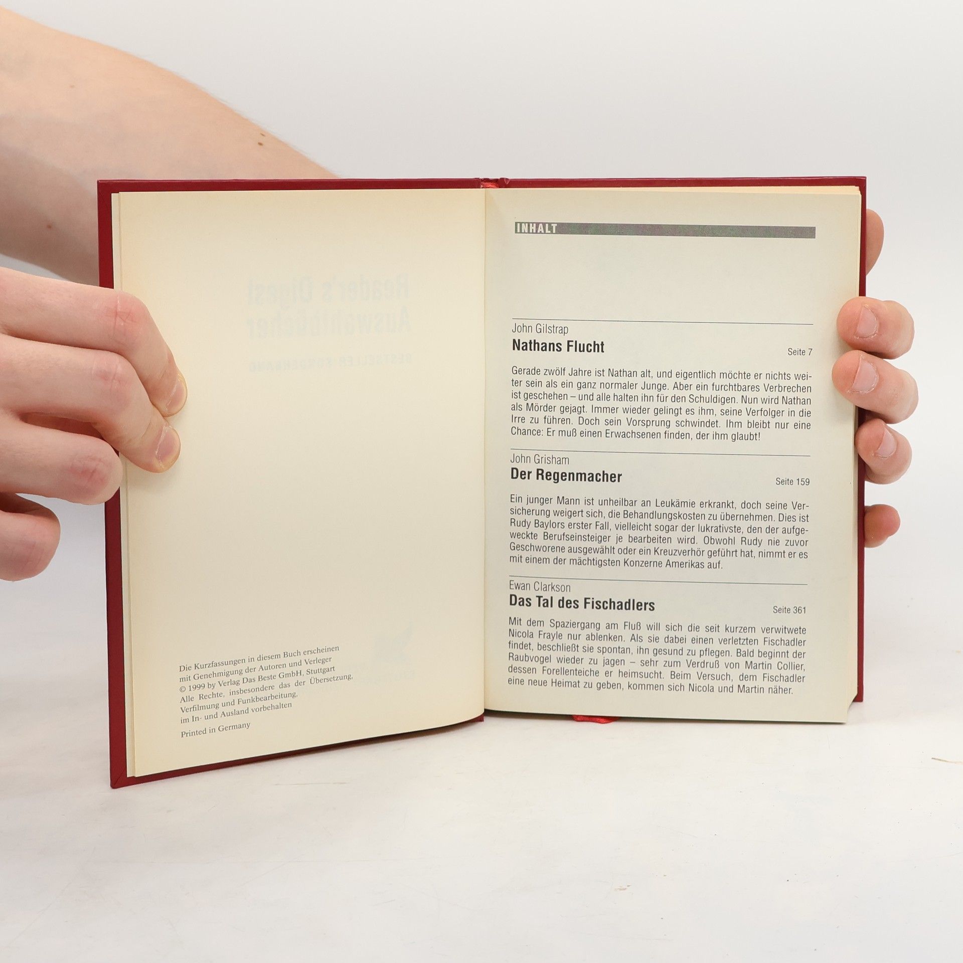 Ewan Clarkson Reader’s Digest Auswahlbücher Bestseller-Sonderband. Nathans Flucht. Der Regenmacher. Das Tal des Fischadlers
