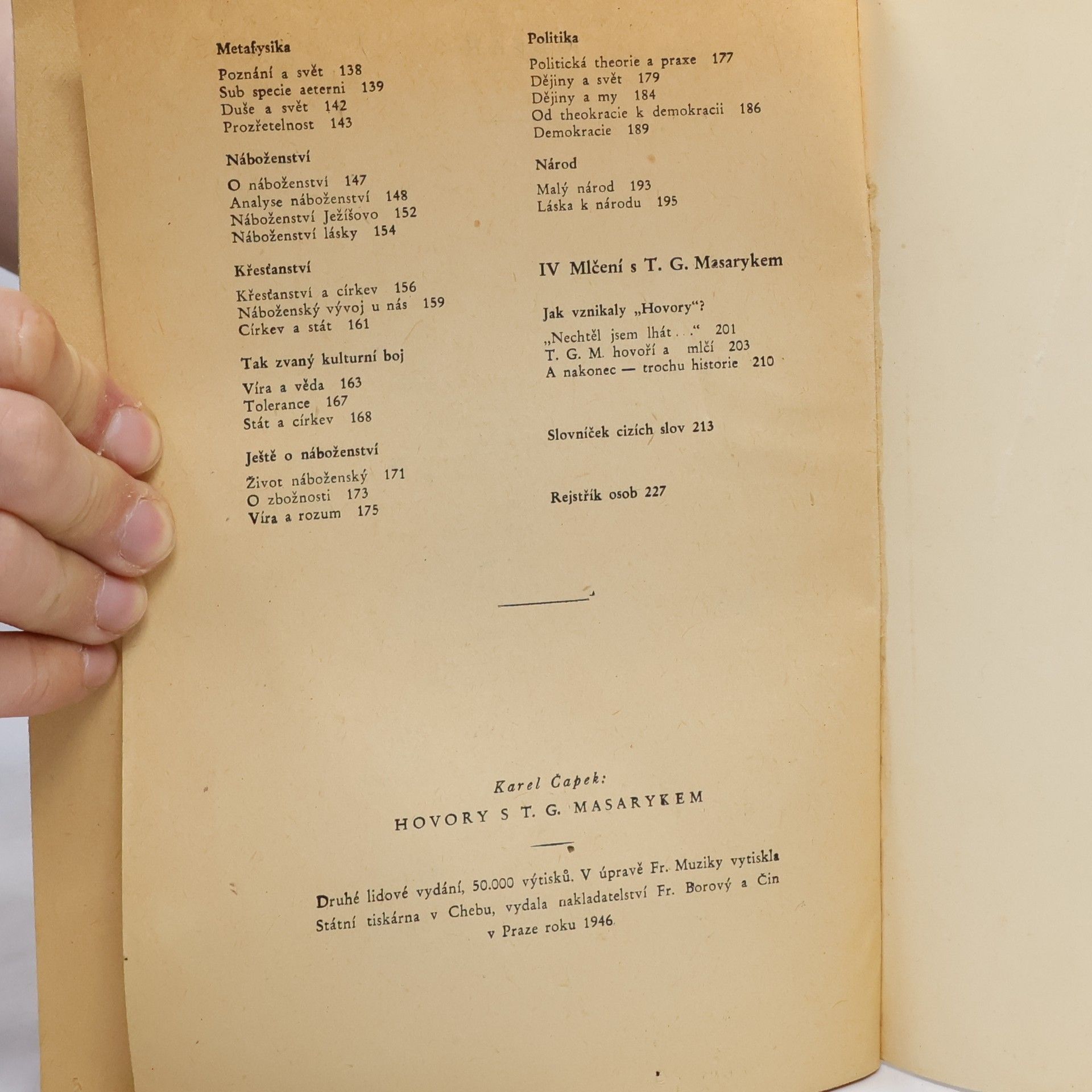 Karel Čapek Hovory s T. G. Masarykem
