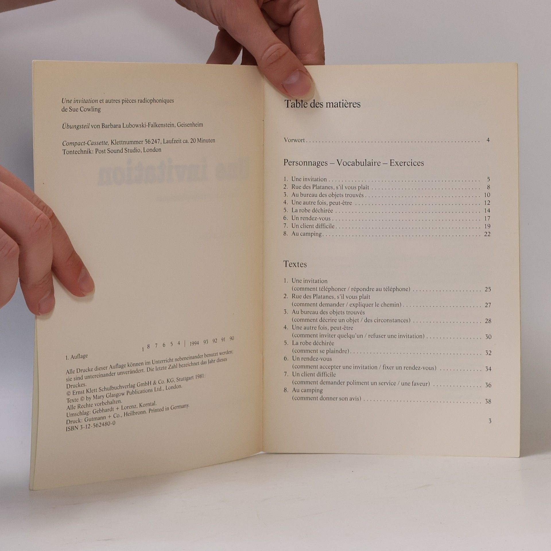 Sue Cowling Une invitation et autres pièces radiophoniques