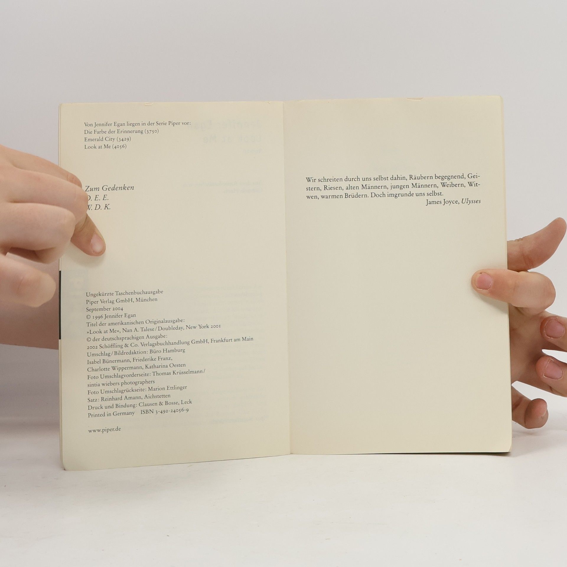 Jennifer Egan Piper Taschenbuch - 4056: Look at Me