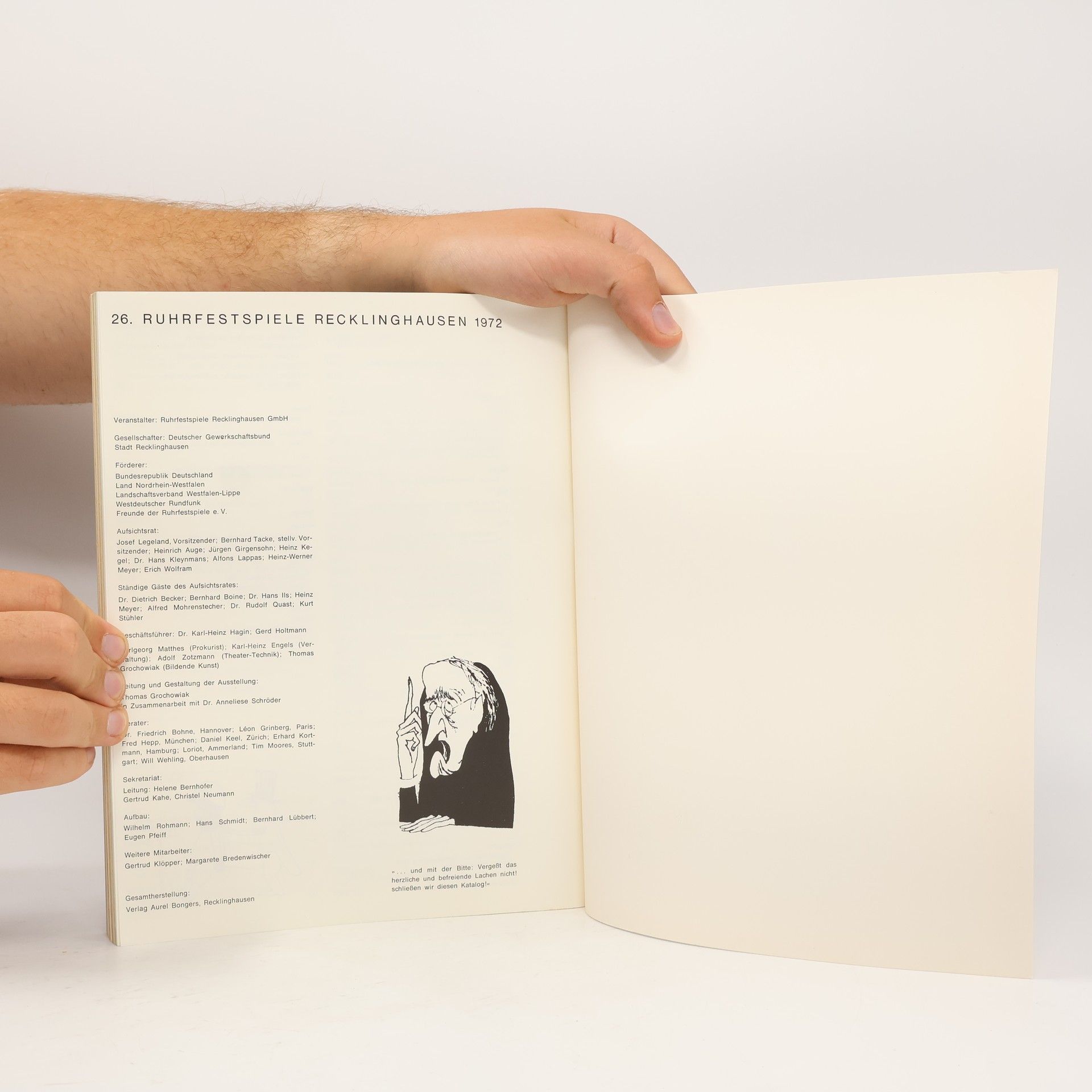 Thomas Grochowiak Zeitgenossen karikieren Zeitgenossen. Ruhrfestspiele Recklingshausen 1972