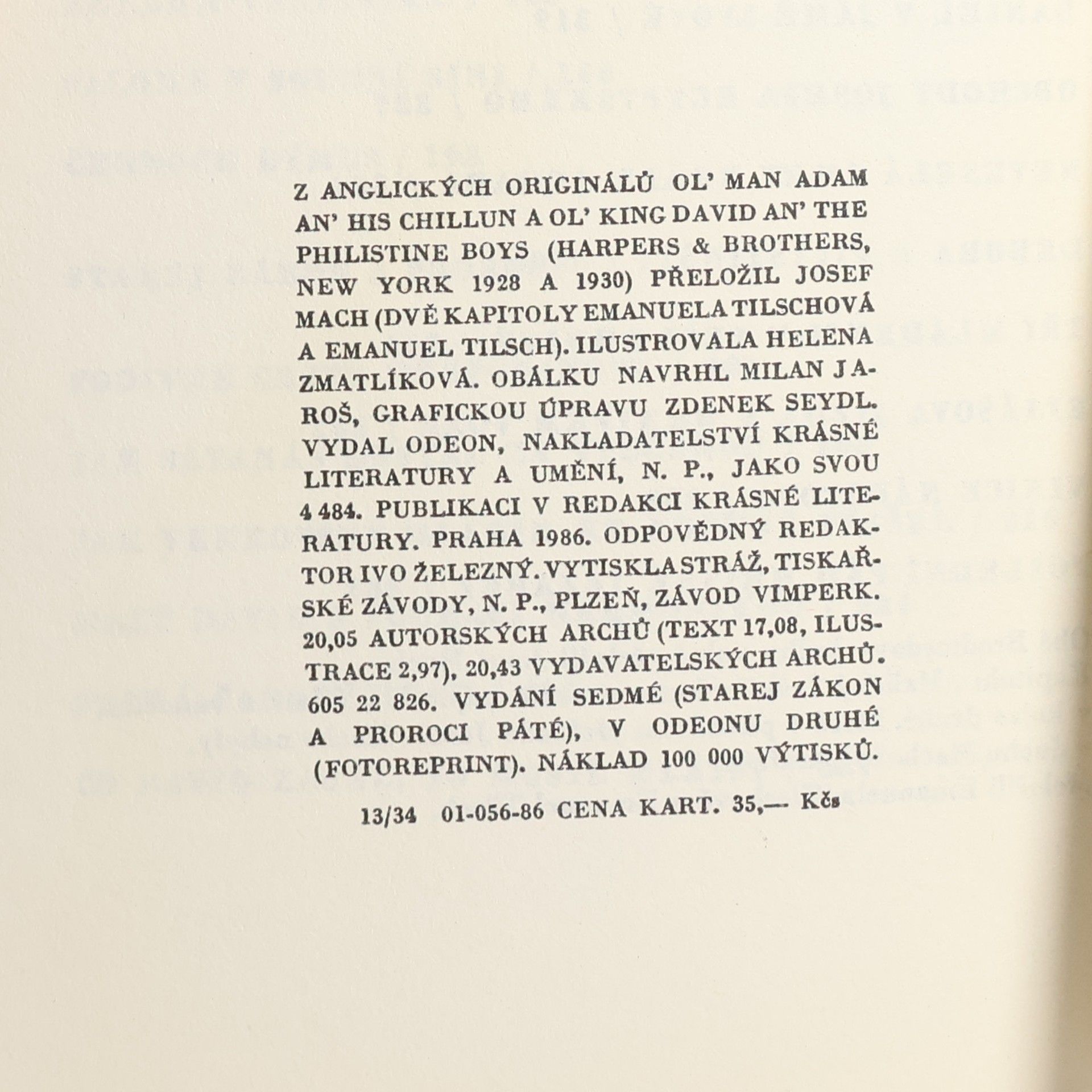Roark Bradford Černošský Pán Bůh a páni Izraeliti. Starej zákon a proroci