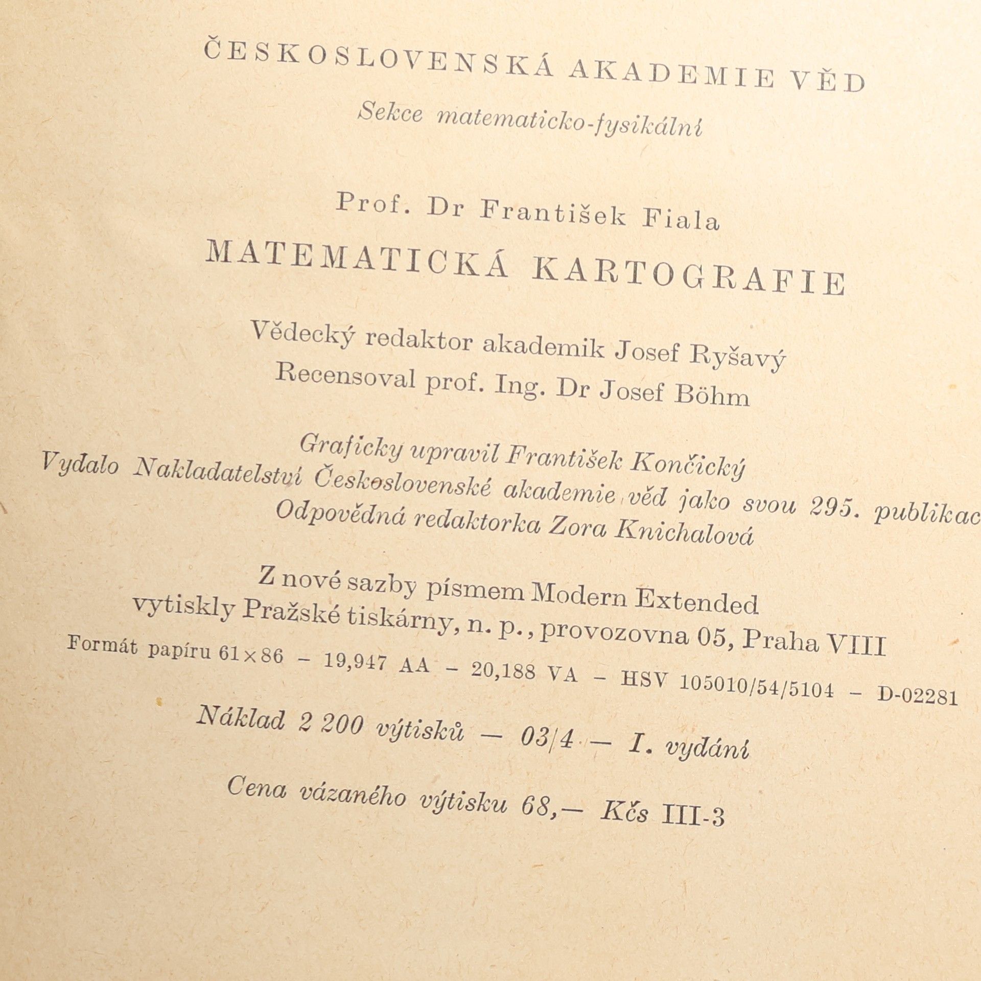 František Fiala Matematická kartografie
