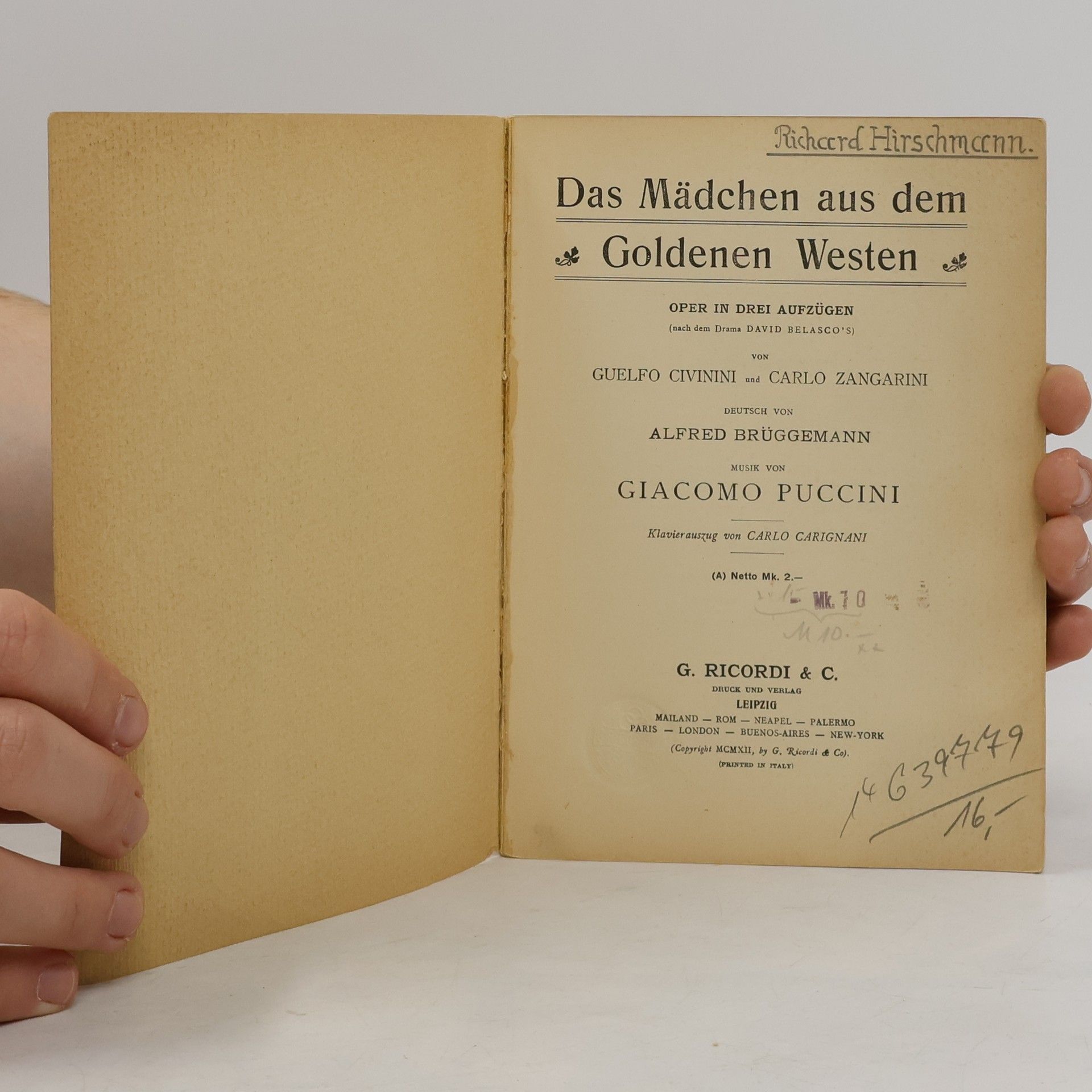 Giacomo Puccini Das Mädchen aus dem goldenen Westen