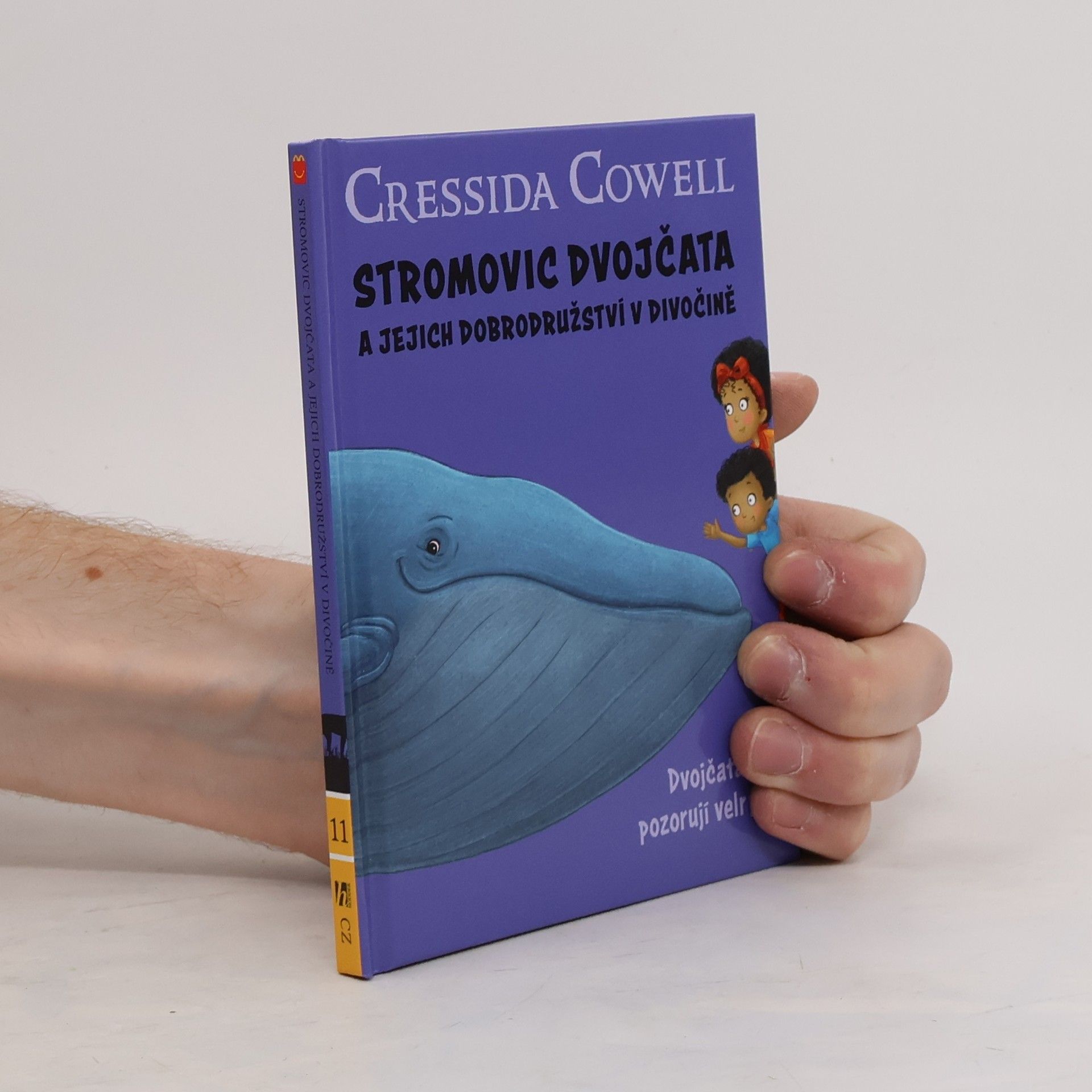 Cressida Cowell Stromovic dvojčata a jejich dobrodružství v divočině. Dvojčata pozorují velrybu