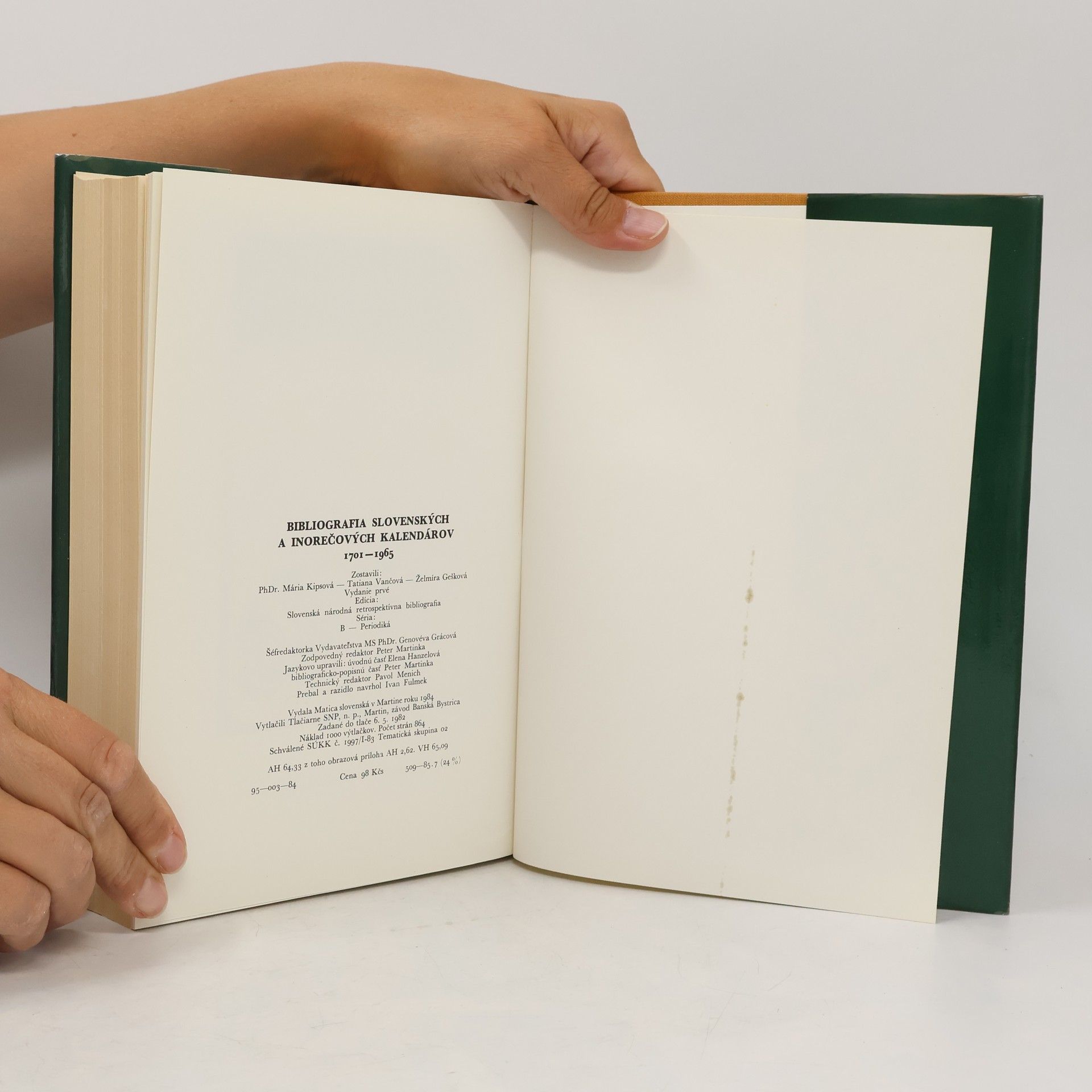 Mária Kipsová Bibliografia slovenských a inorečových kalendárov za roky 1701-1965