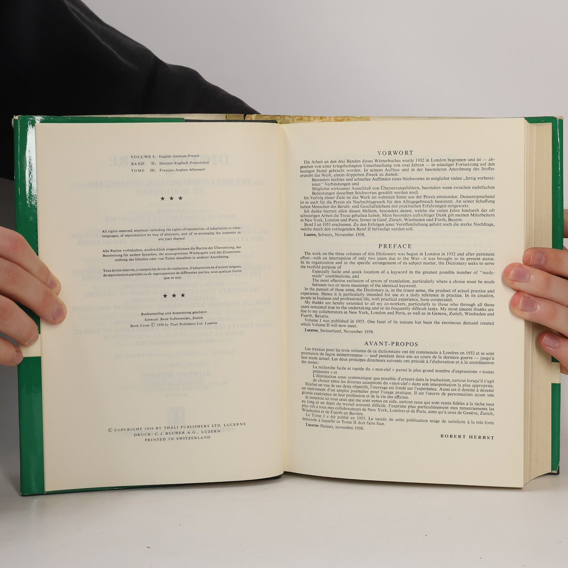 Robert Herbst Wörterbuch der Handels- Finanz- und Rechtssprache. Band. 2. Deutsch-Englisch-Französisch