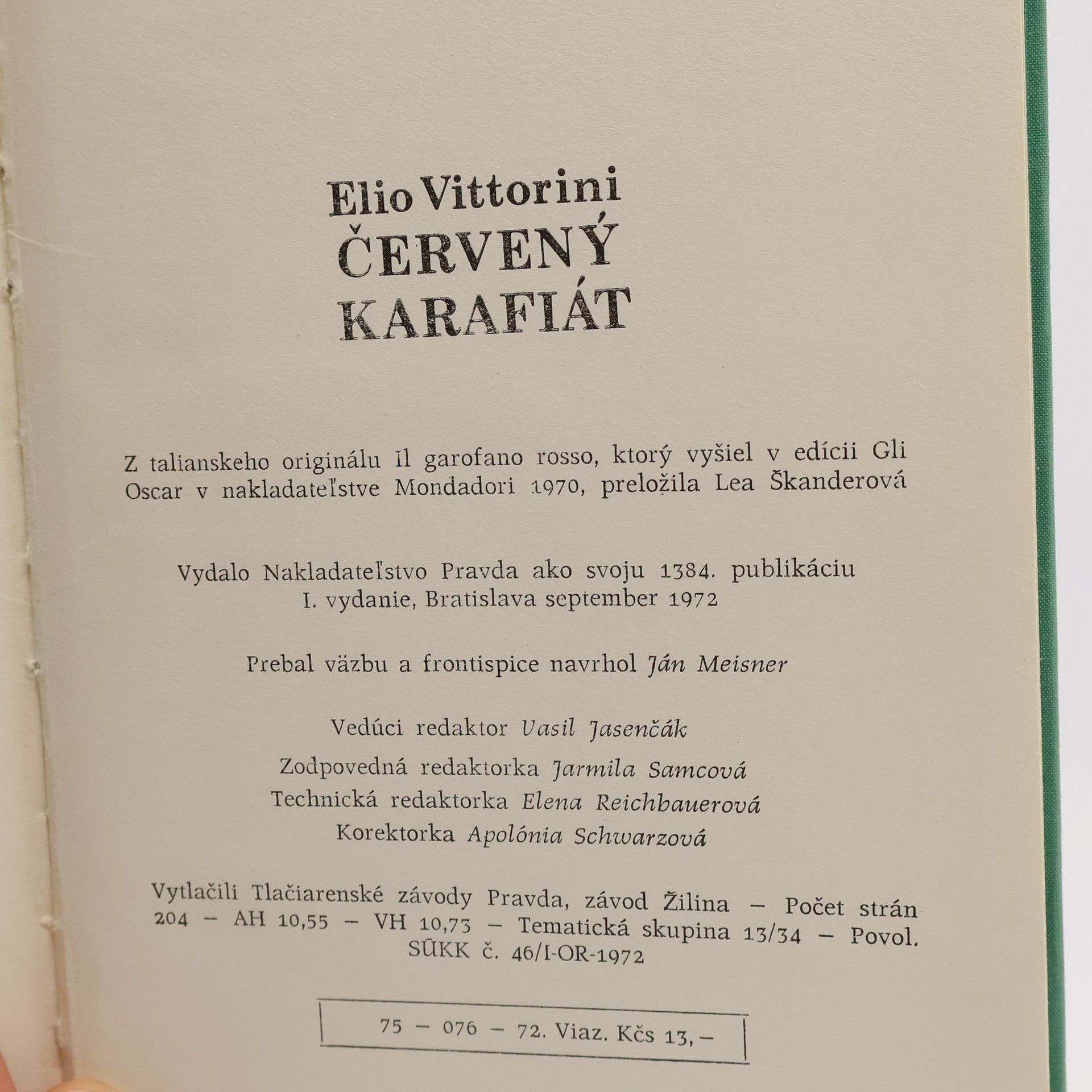 Elio Vittorini Červený karafiát