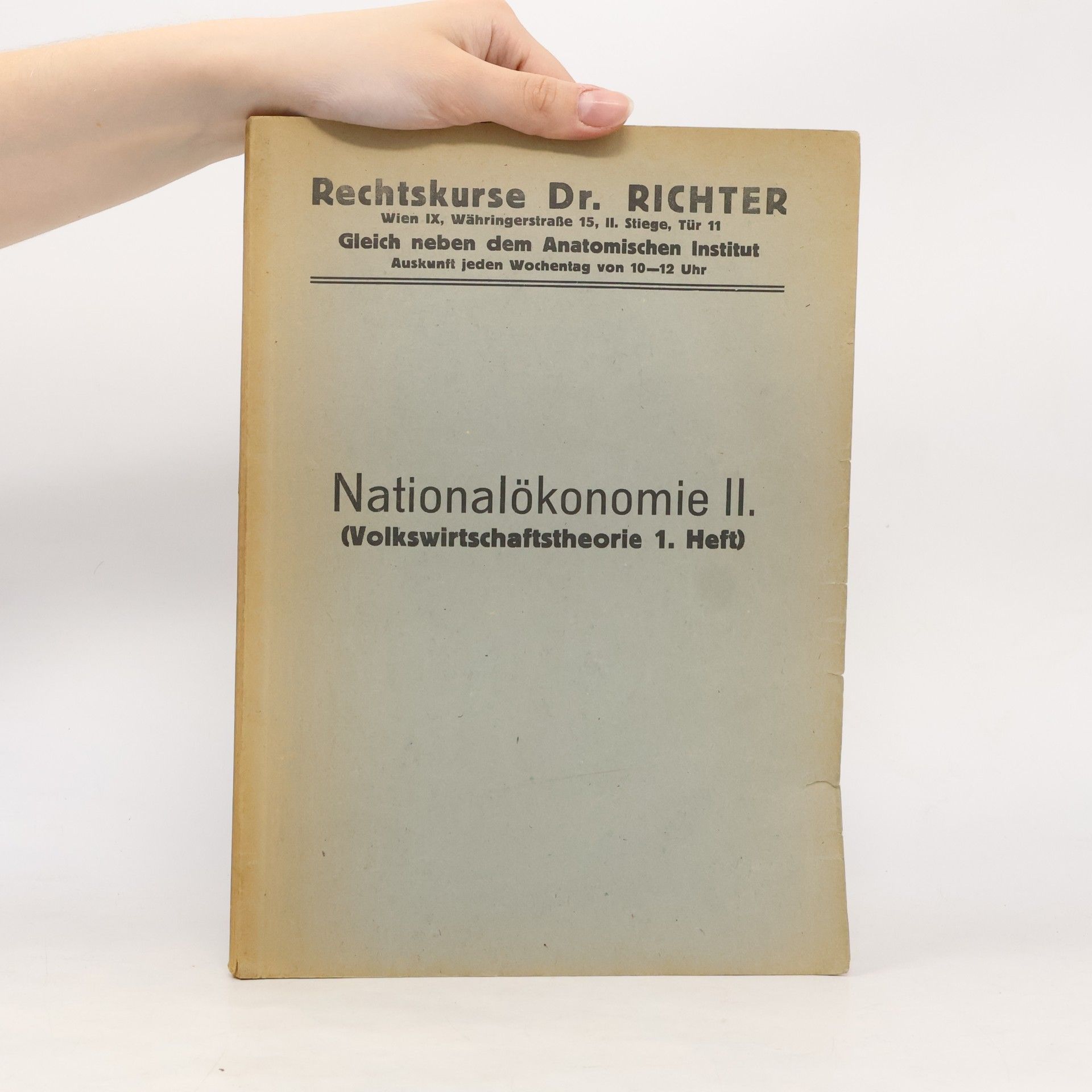Autorenkollektiv Rechtskurse Dr. Richter. Nationalökonomie II.