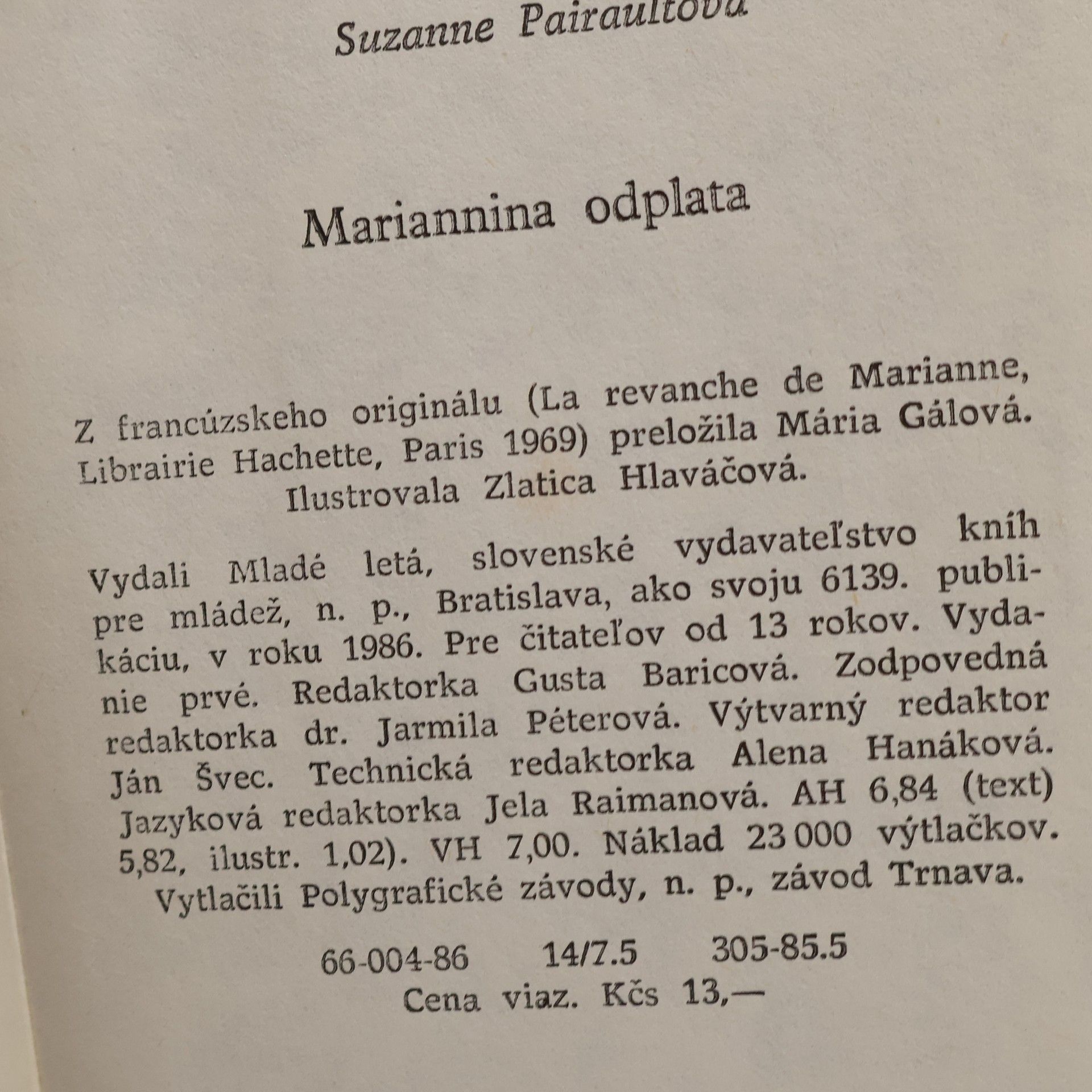 Suzanne Pairault Mariannina odplata
