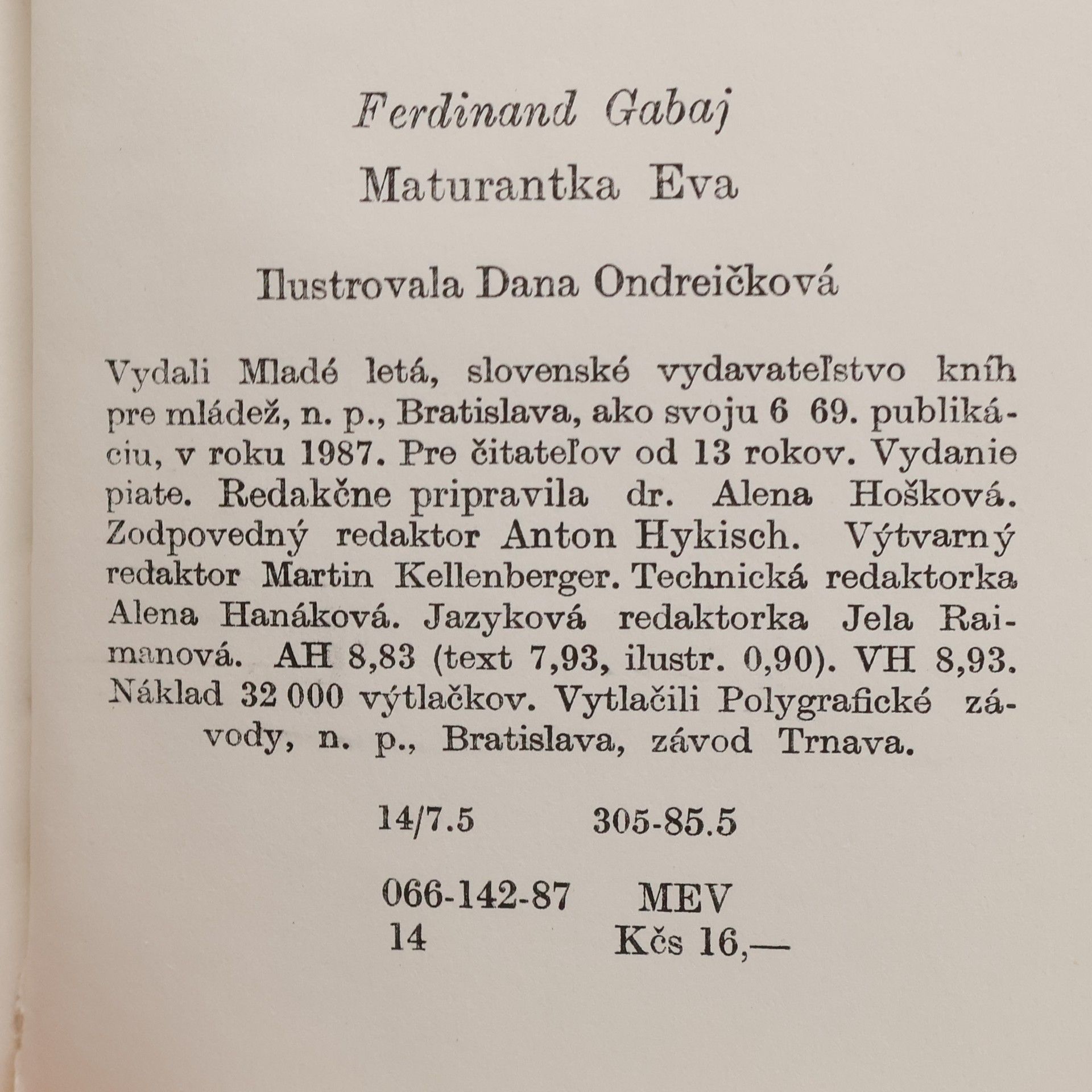 Ferdinand Gabaj Maturantka Eva