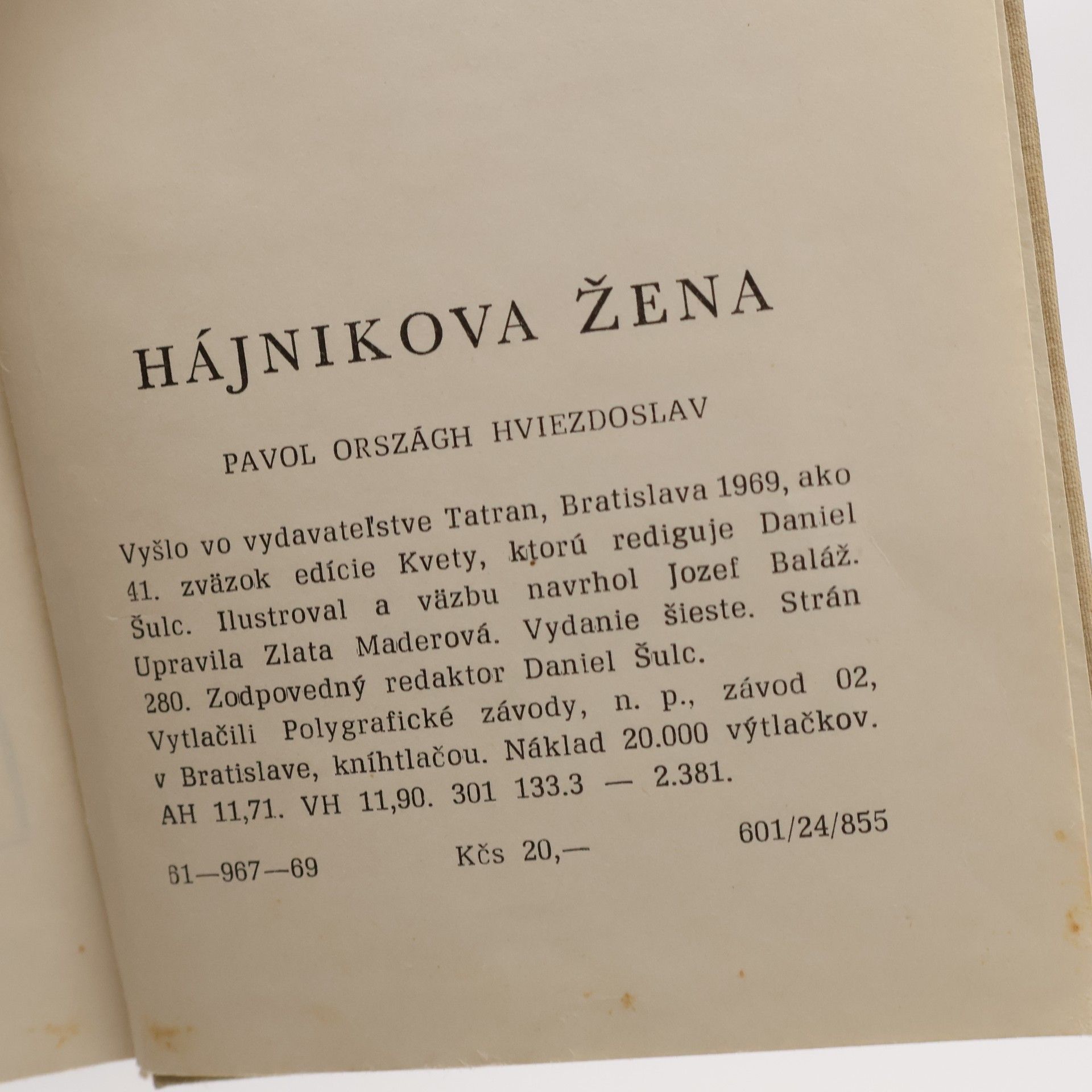 Pavol Országh Hviezdoslav Hájnikova Žena