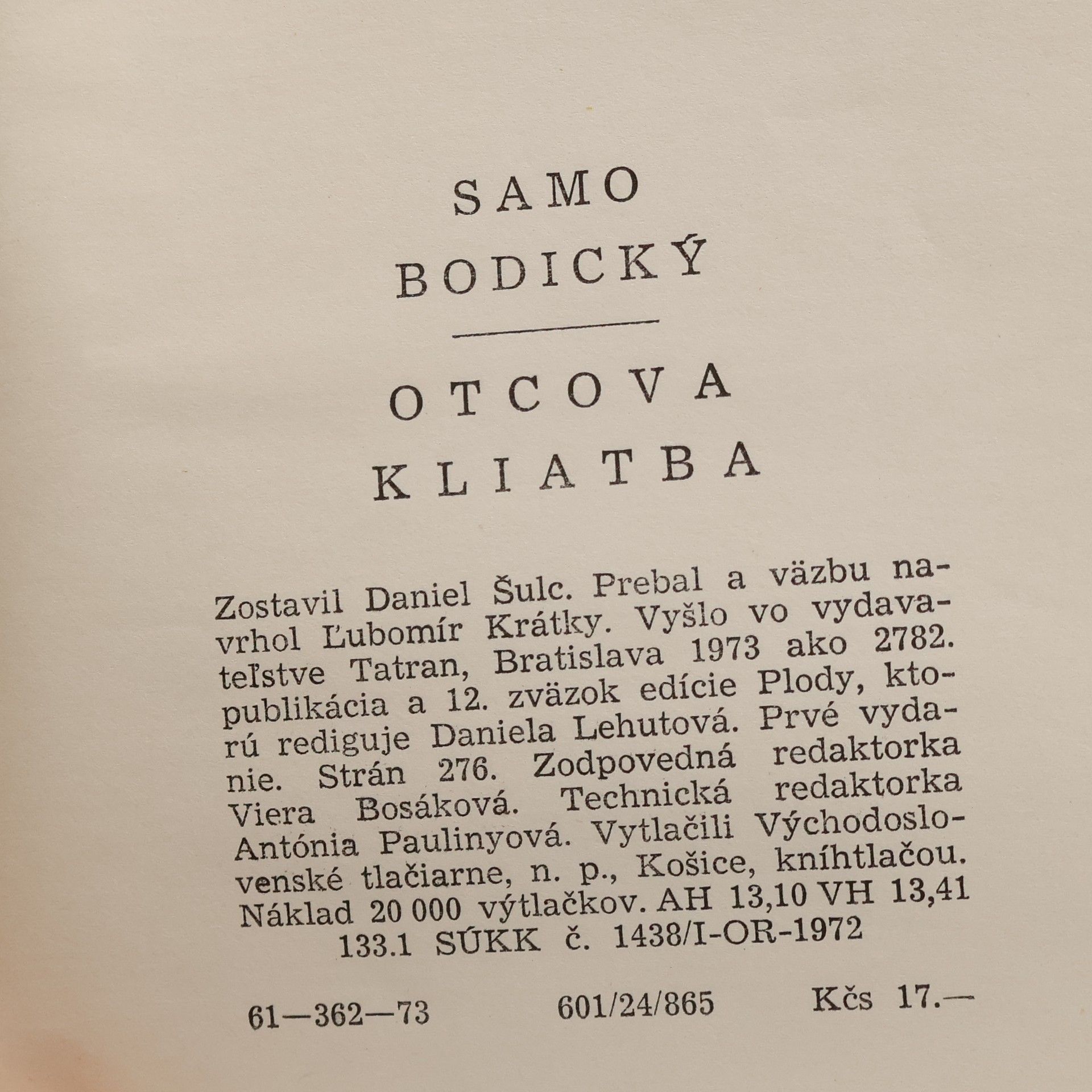 Daniel Šulc Otcova kliatba