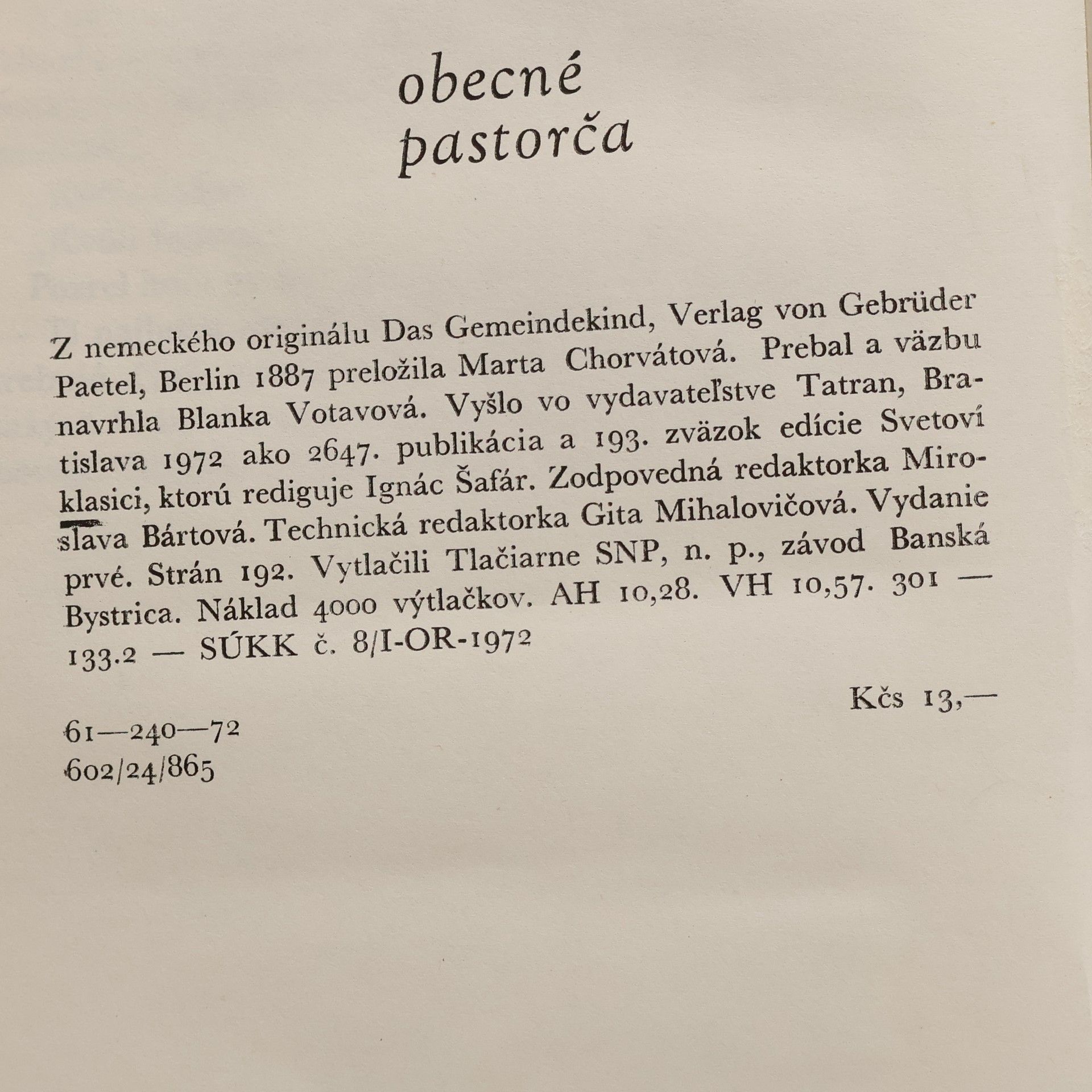 Marie von Ebner-Eschenbach Obecné pastorča